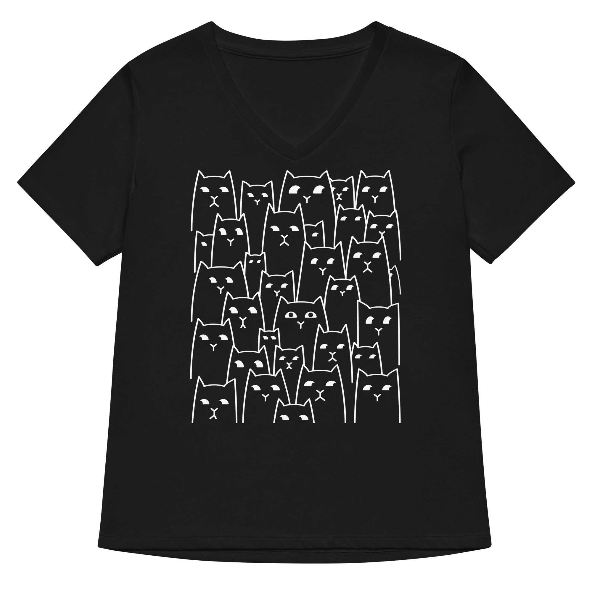 Suspicious Cats Women's V-Neck Tee Hoodie, Sweatshirt | PureTeeCo.com (Image 1)