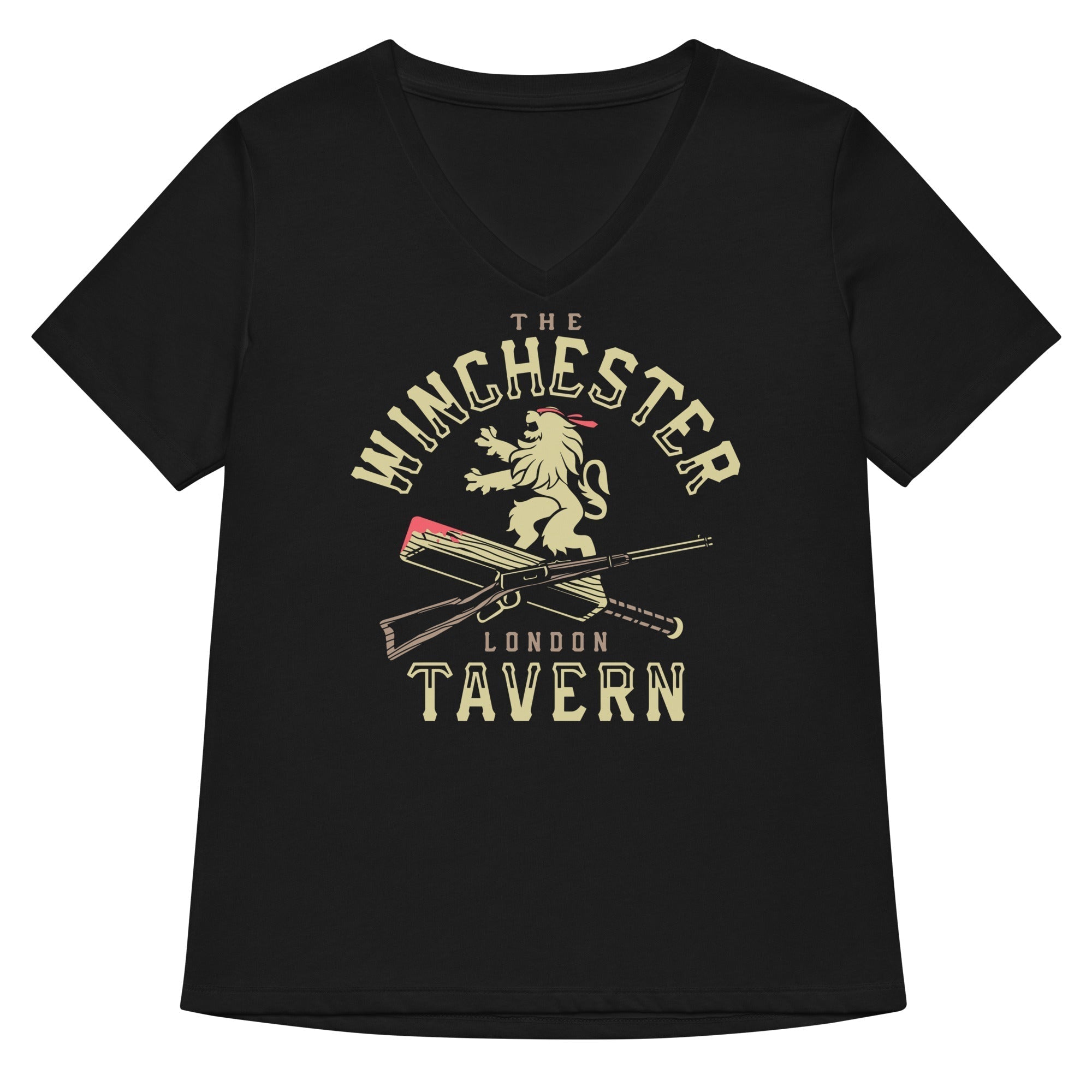 The Winchester Tavern Women's V-Neck Tee Hoodie, Sweatshirt | PureTeeCo.com (Image 1)