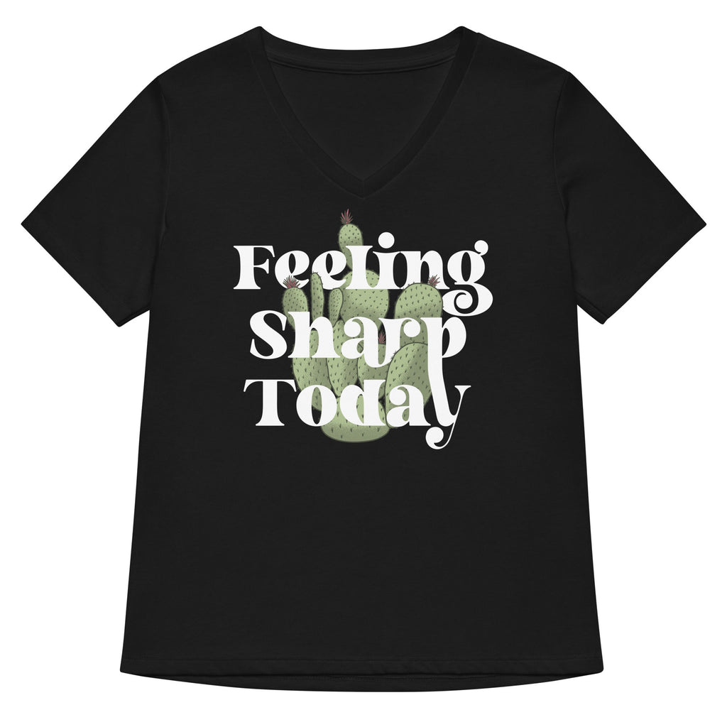 Feeling Sharp Today Women's V-Neck Tee Hoodie, Sweatshirt | PureTeeCo.com (Image 2)