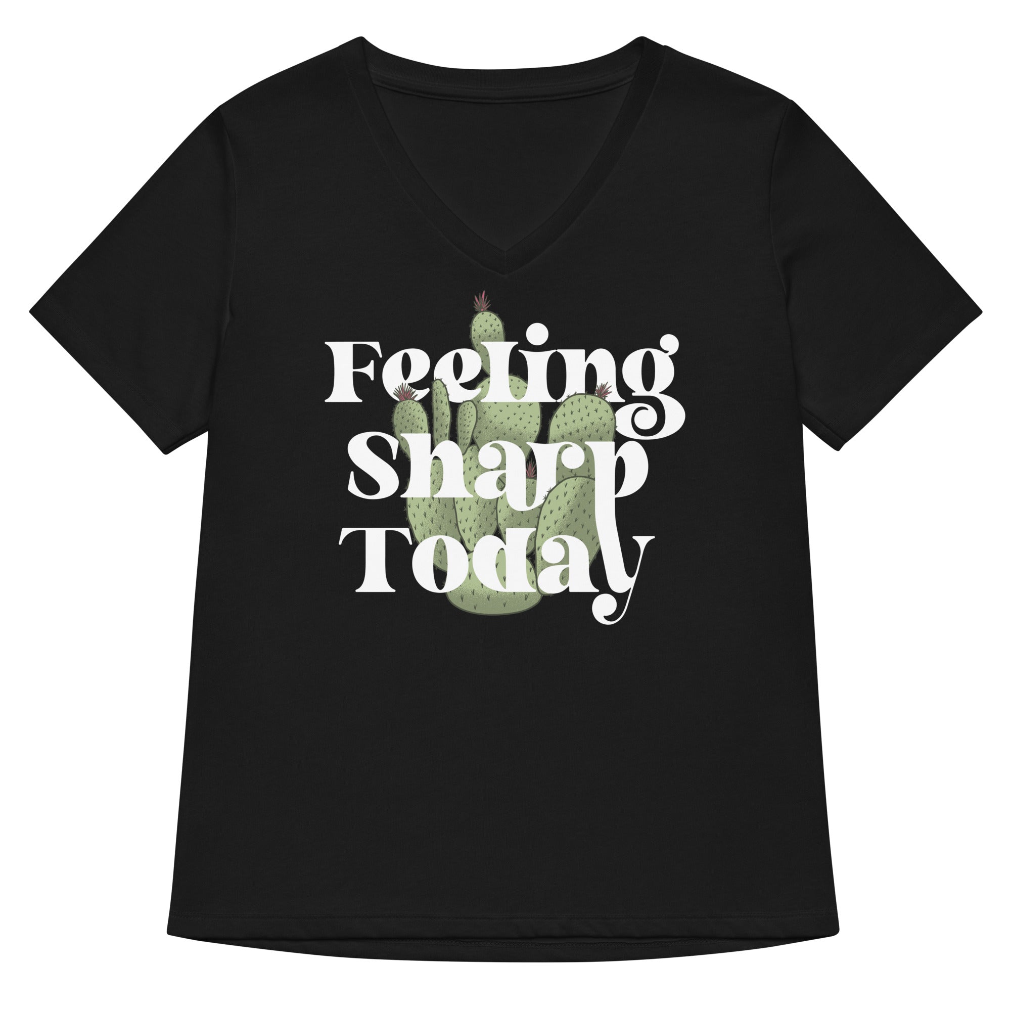 Feeling Sharp Today Women's V-Neck Tee Hoodie, Sweatshirt | PureTeeCo.com (Image 2)