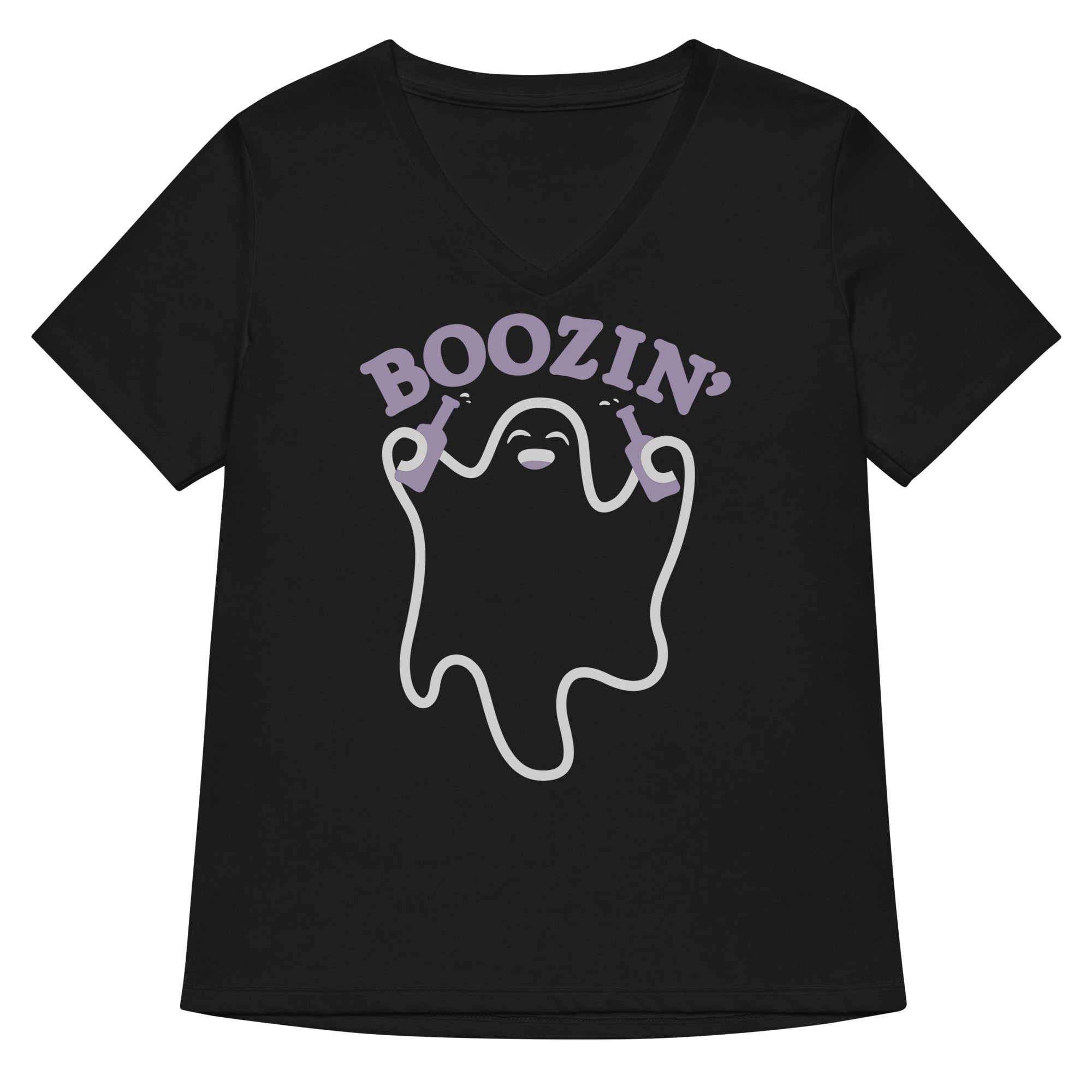 Boozin' Women's V-Neck Tee Hoodie, Sweatshirt | PureTeeCo.com (Image 1)
