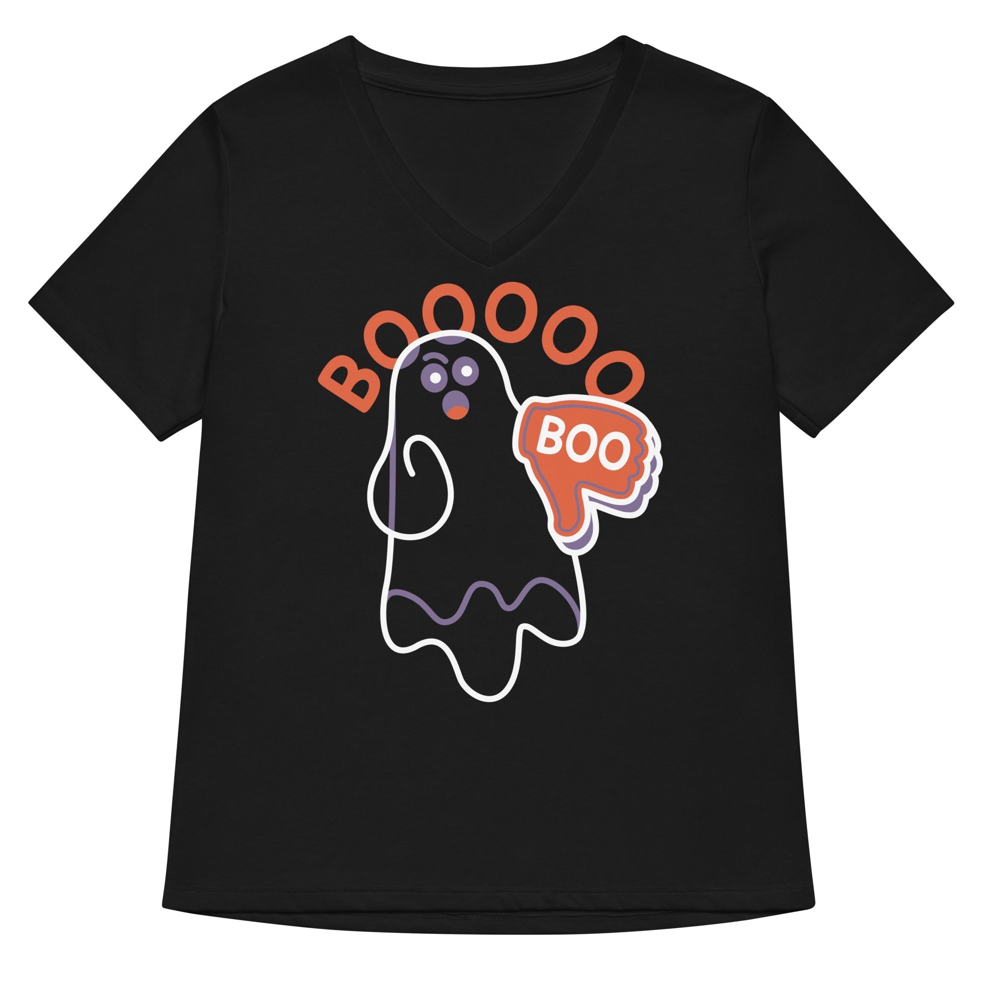 Ghost Boo Women's V-Neck Tee Hoodie, Sweatshirt | PureTeeCo.com (Image 1)