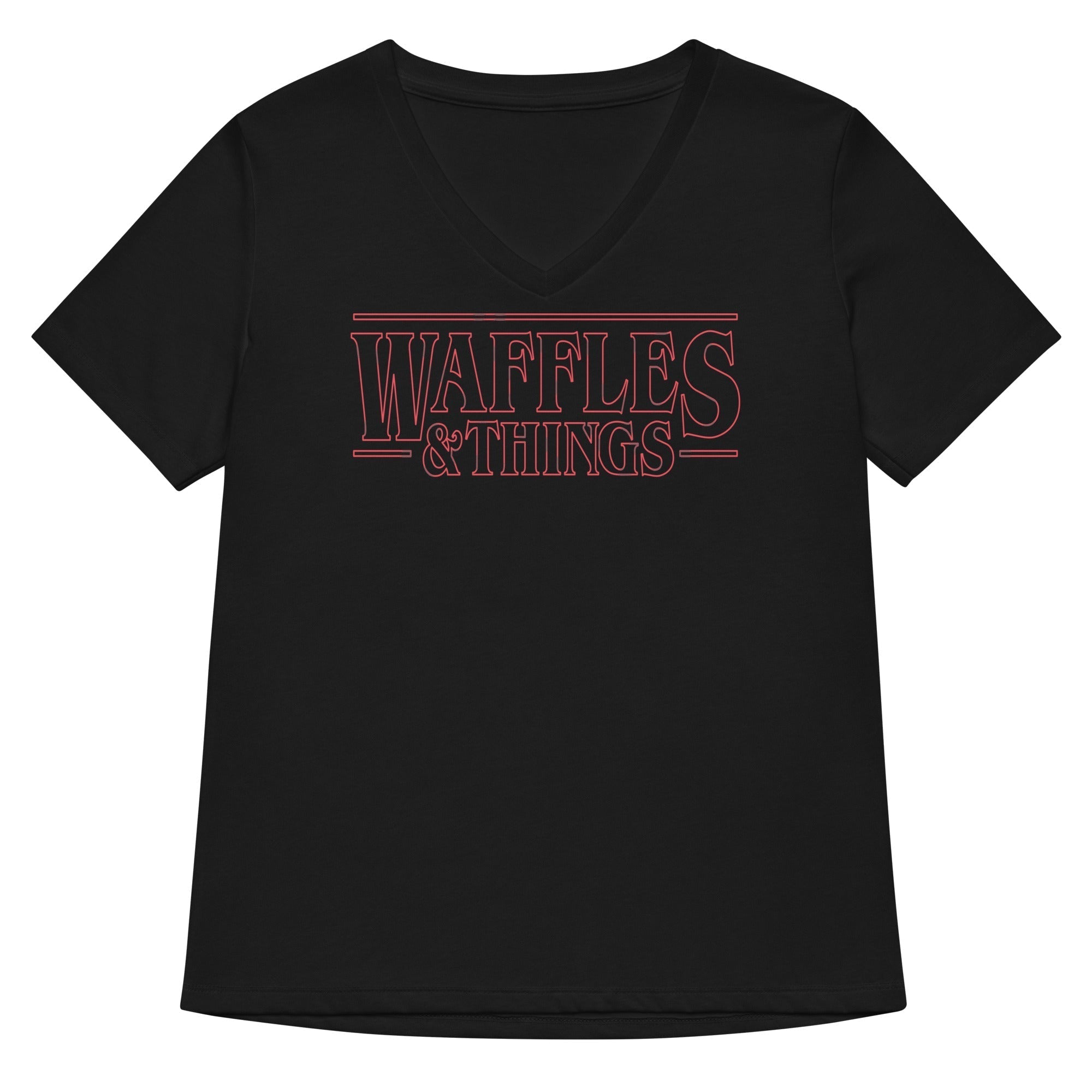 Waffles & Things Women's V-Neck Tee Hoodie, Sweatshirt | PureTeeCo.com (Image 1)