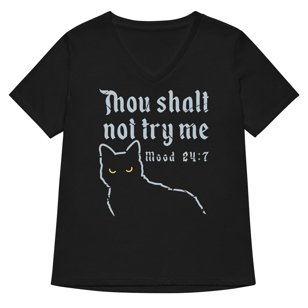 Thou Shalt Not Try Me Women's V-Neck Tee Hoodie, Sweatshirt | PureTeeCo.com (Image 1)
