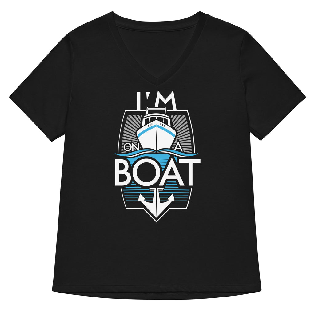 I'm On A Boat Women's V-Neck Tee Hoodie, Sweatshirt | PureTeeCo.com (Image 3)