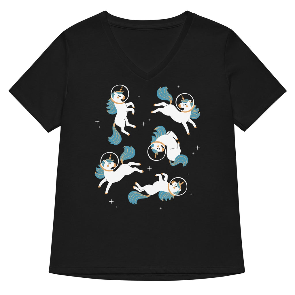 Unicorns In Space Women's V-Neck Tee Hoodie, Sweatshirt | PureTeeCo.com (Image 3)