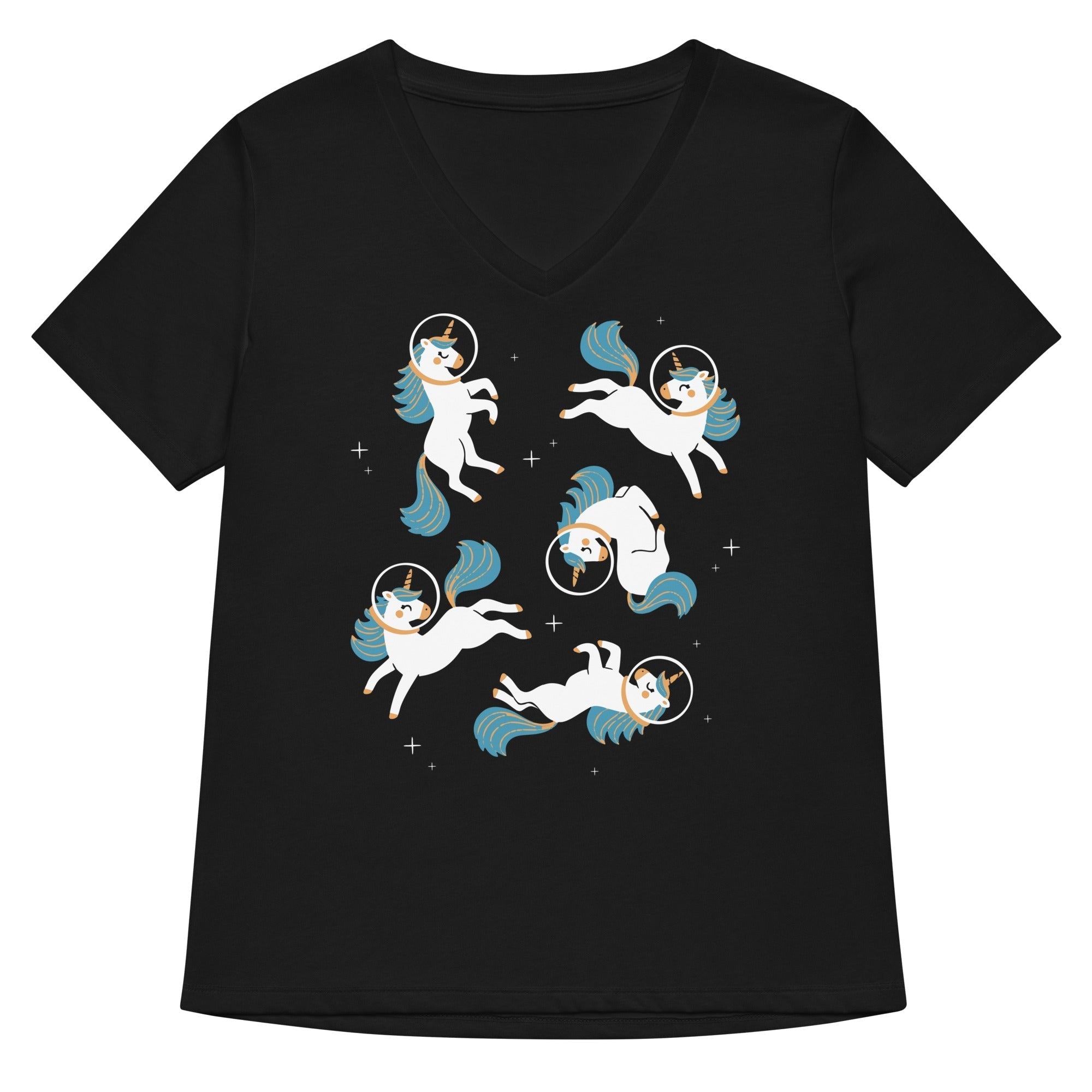 Unicorns In Space Women's V-Neck Tee Hoodie, Sweatshirt | PureTeeCo.com (Image 3)