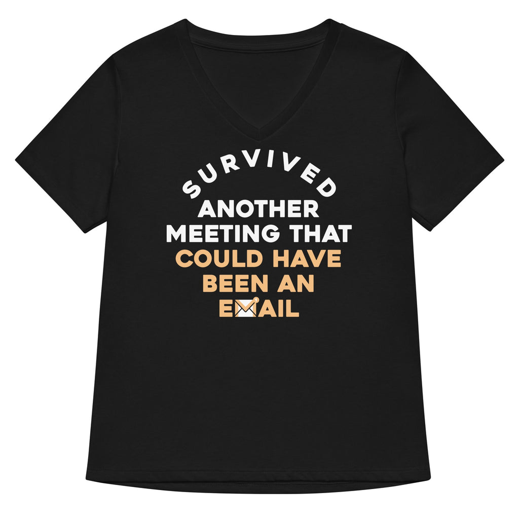 Survived Another Meeting Women's V-Neck Tee Hoodie, Sweatshirt | PureTeeCo.com (Image 3)