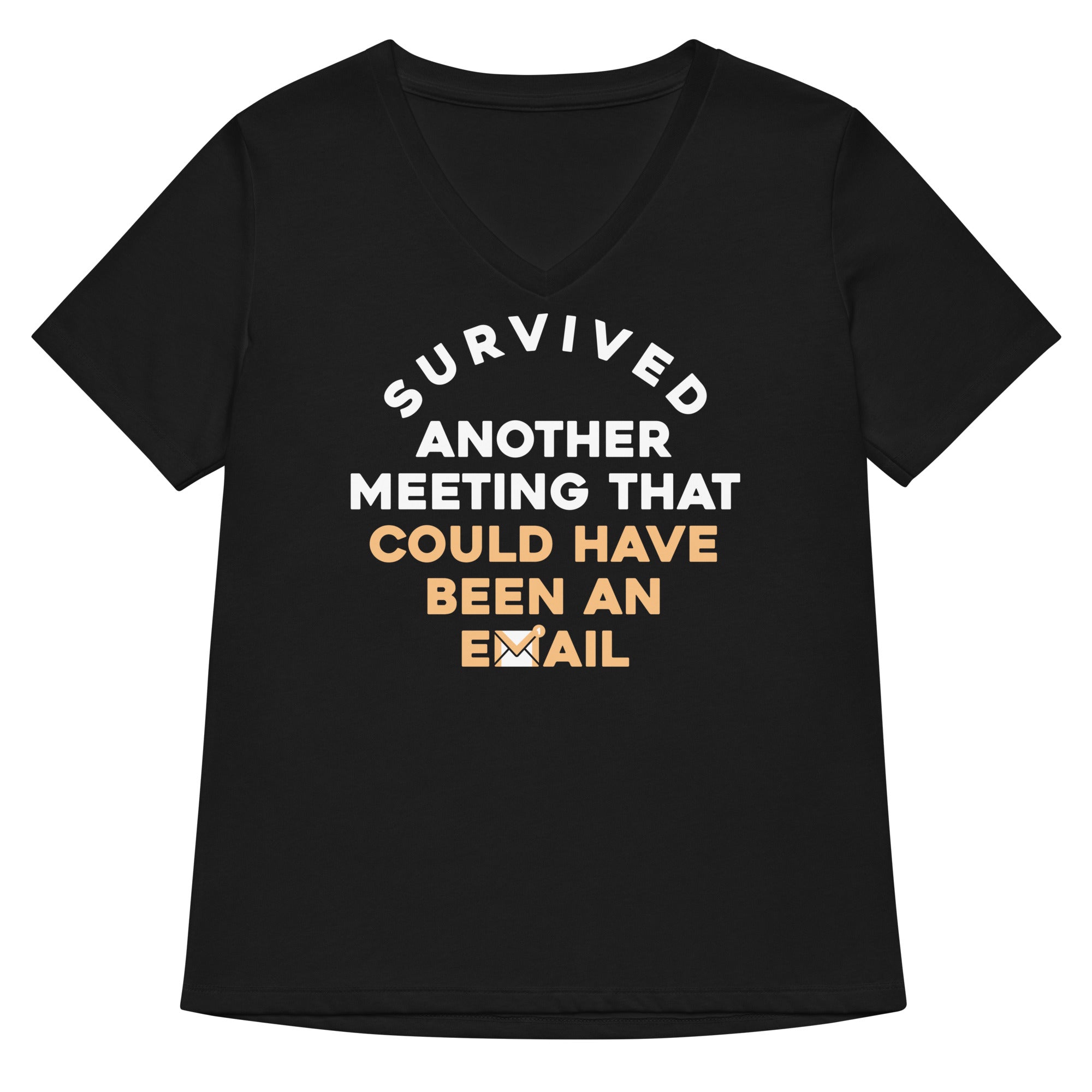 Survived Another Meeting Women's V-Neck Tee Hoodie, Sweatshirt | PureTeeCo.com (Image 3)