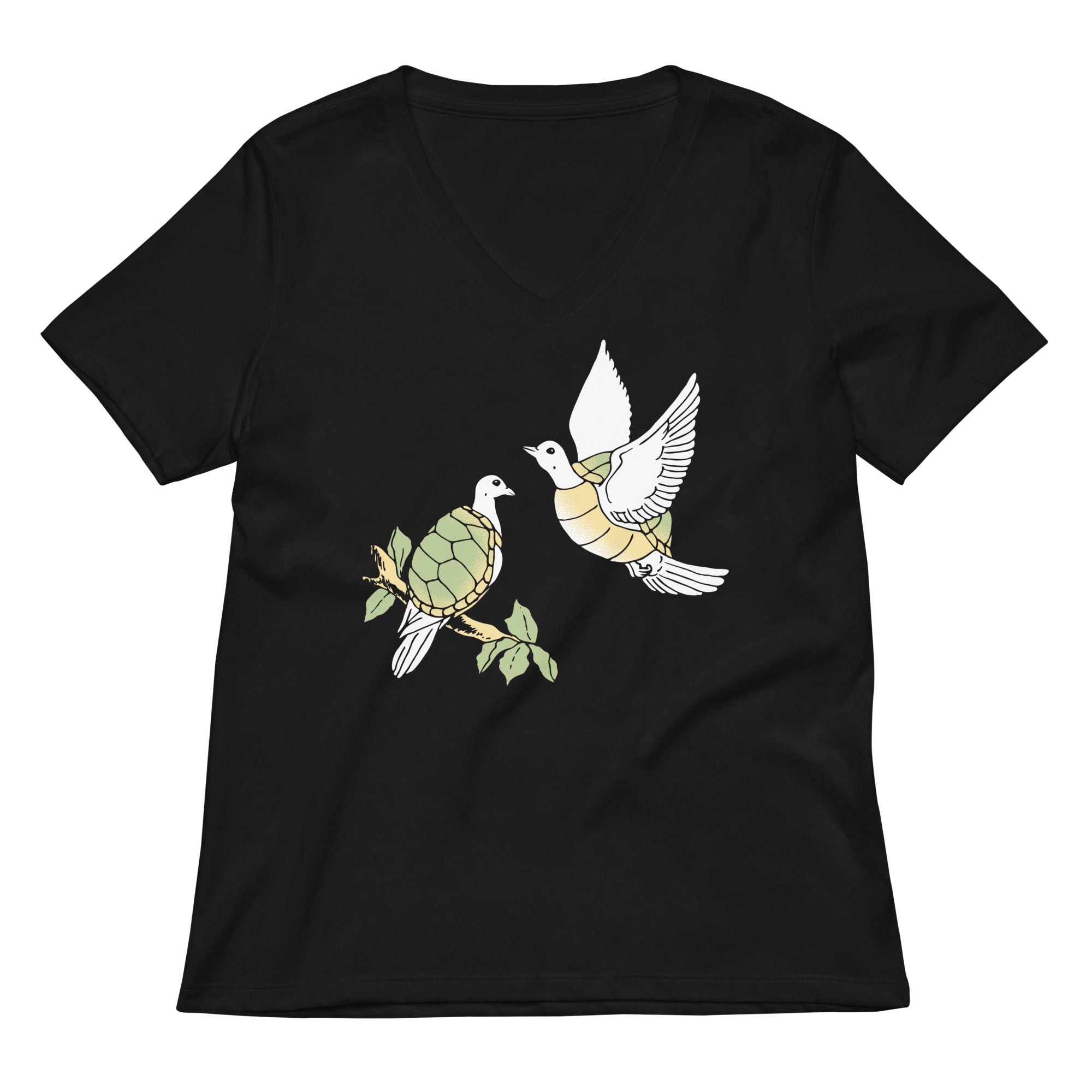 Two Turtle Doves Women's V-Neck Tee Hoodie, Sweatshirt | PureTeeCo.com (Image 1)