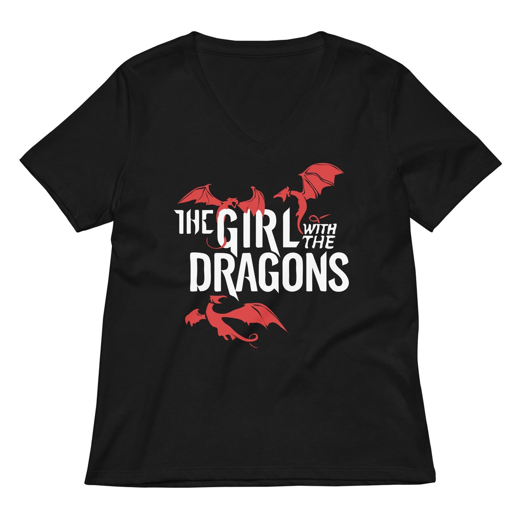 The Girl With The Dragons Women's V-Neck Tee Hoodie, Sweatshirt | PureTeeCo.com (Image 1)