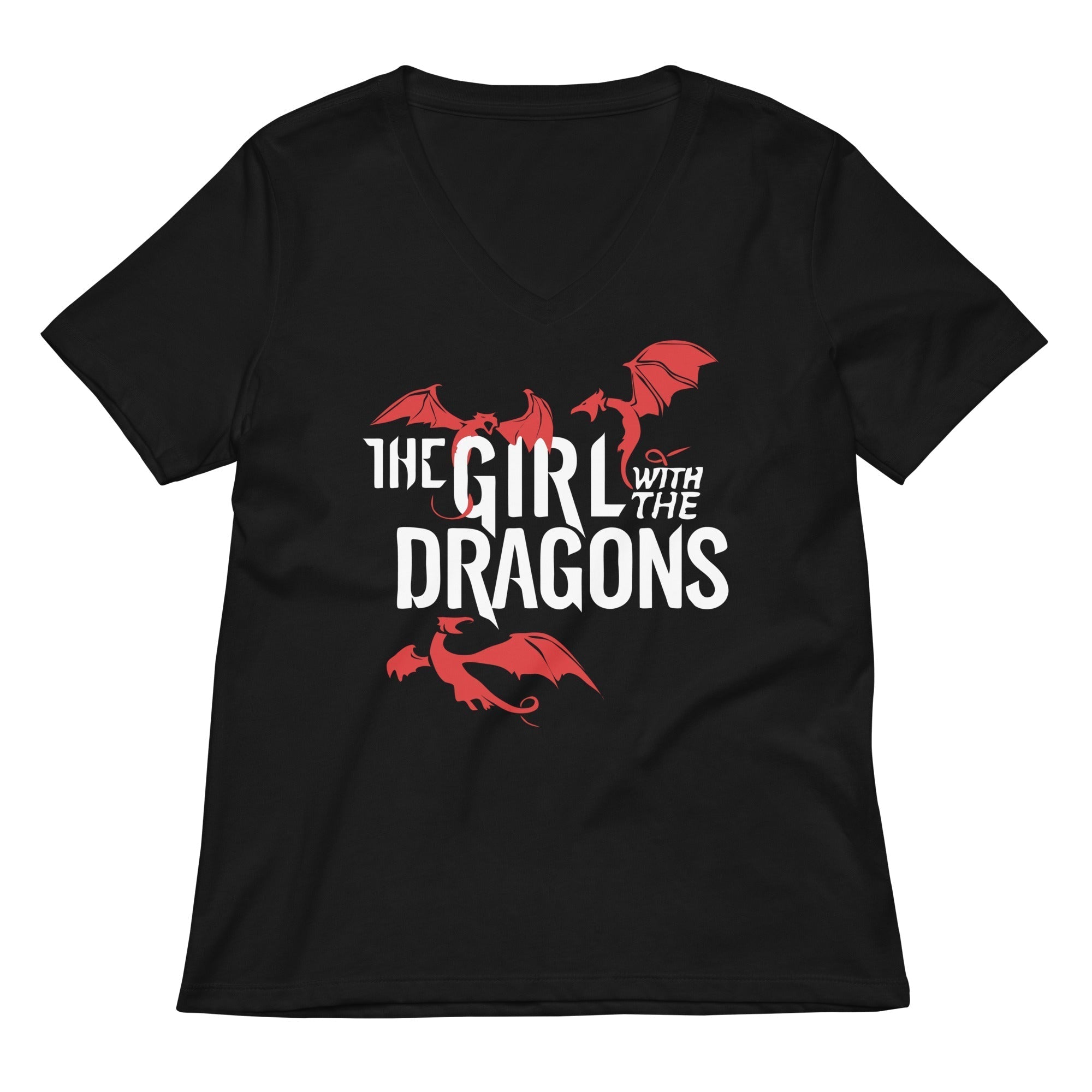 The Girl With The Dragons Women's V-Neck Tee Hoodie, Sweatshirt | PureTeeCo.com (Image 1)