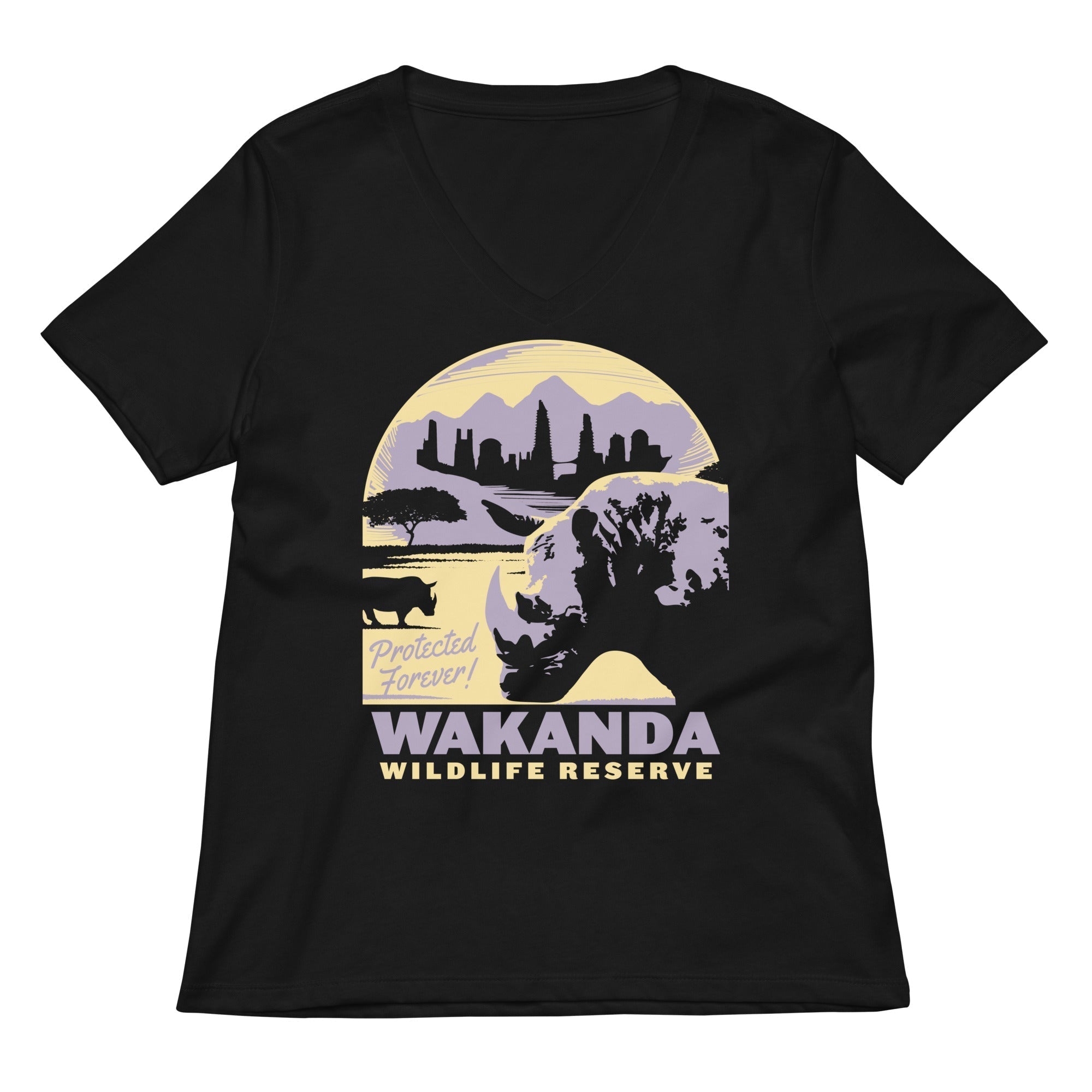Wakanda Wildlife Reserve Women's V-Neck Tee Hoodie, Sweatshirt | PureTeeCo.com (Image 1)