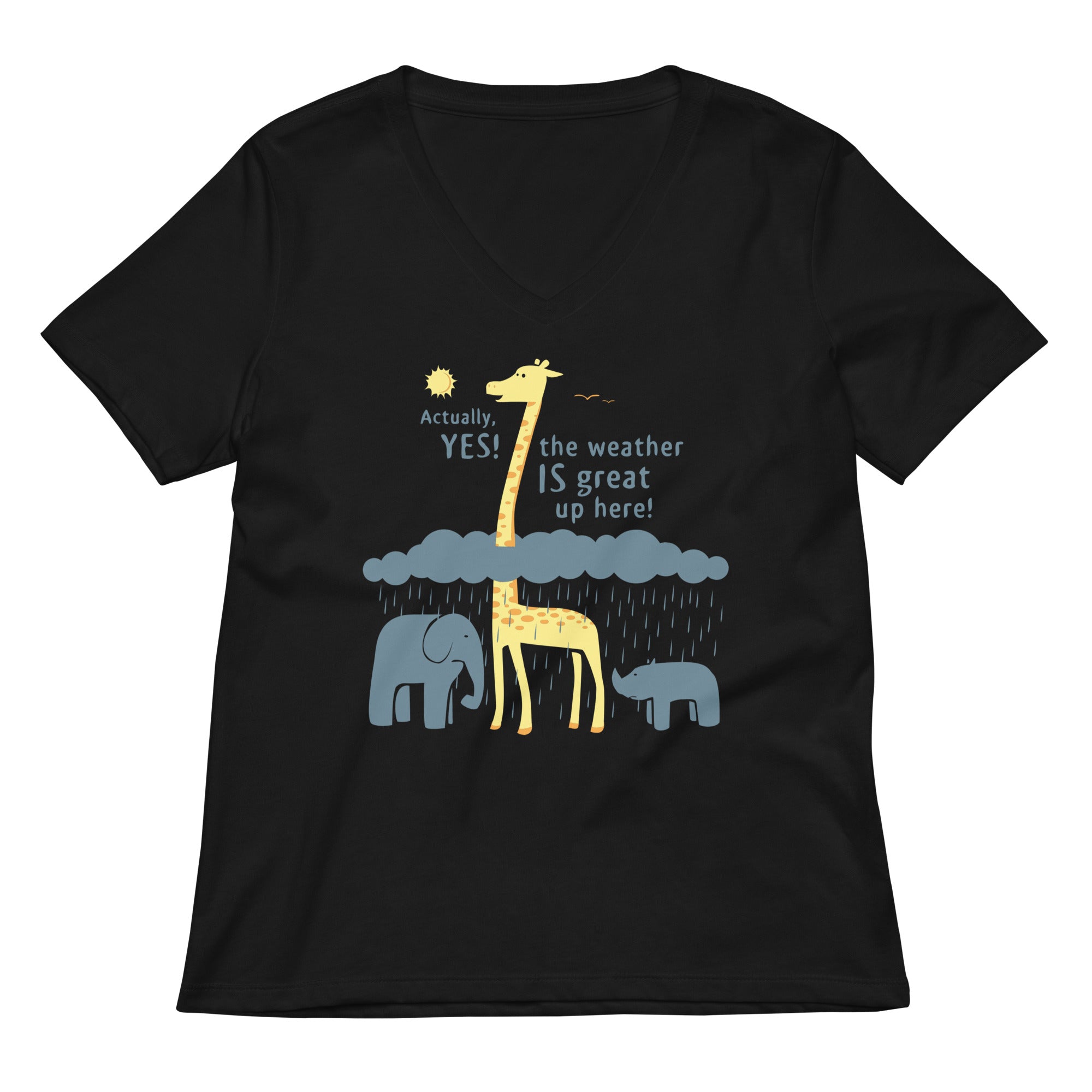 The Weather Is Great Up Here! Women's V-Neck Tee Hoodie, Sweatshirt | PureTeeCo.com (Image 1)