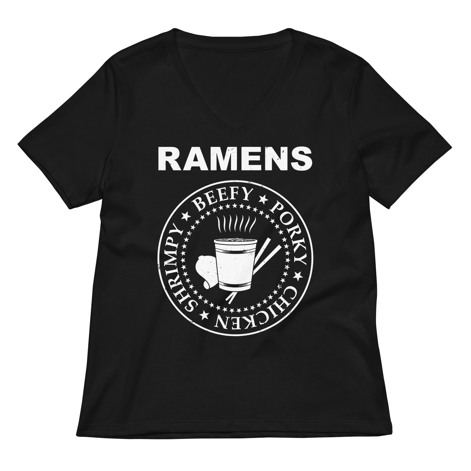 Ramens Women's V-Neck Tee Hoodie, Sweatshirt | PureTeeCo.com (Image 2)