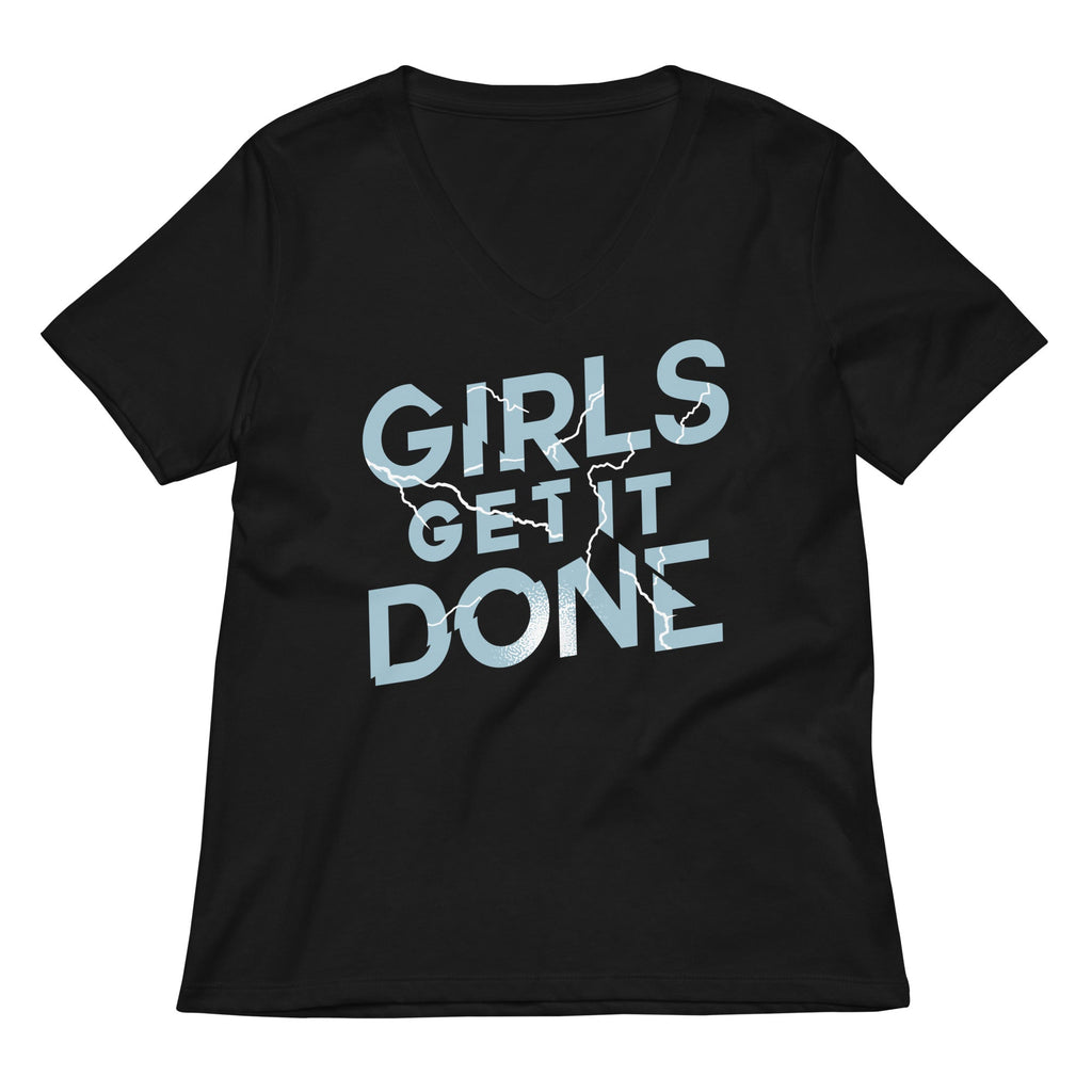 Girls Get It Done Women's V-Neck Tee Hoodie, Sweatshirt | PureTeeCo.com (Image 1)