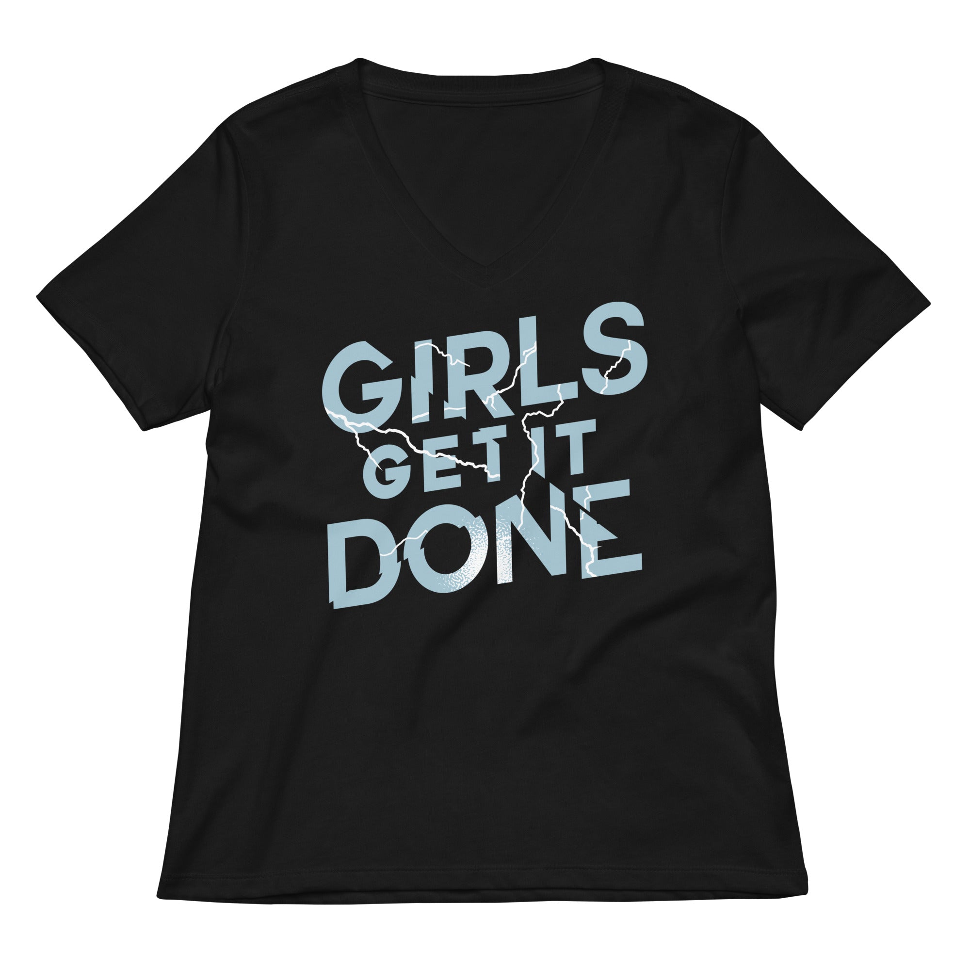 Girls Get It Done Women's V-Neck Tee Hoodie, Sweatshirt | PureTeeCo.com (Image 1)