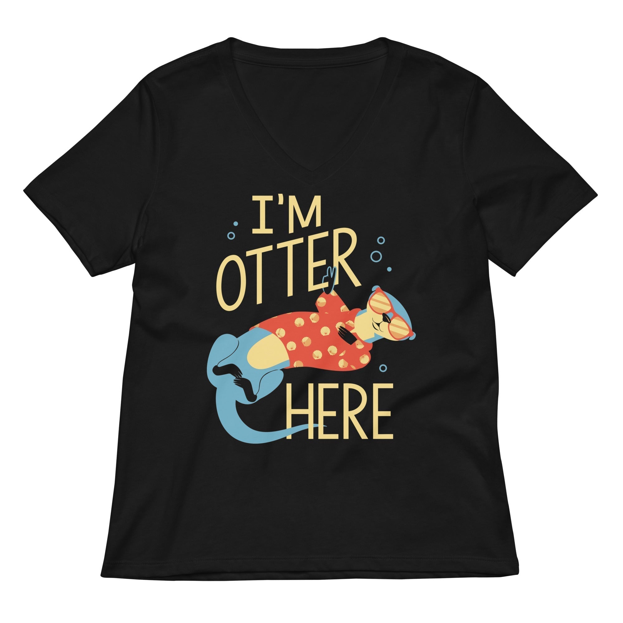 I'm Otter Here Women's V-Neck Tee Hoodie, Sweatshirt | PureTeeCo.com (Image 1)