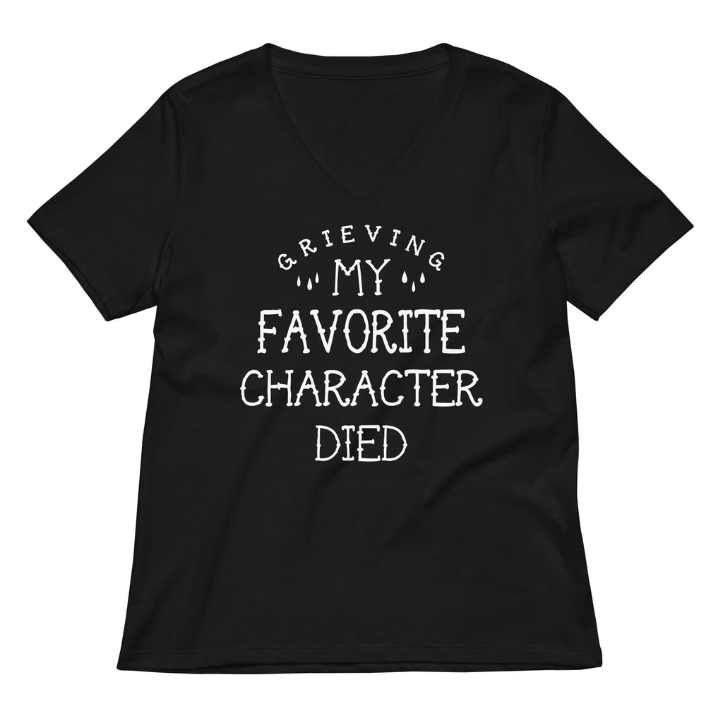 My Favorite Character Died Women's V-Neck Tee Hoodie, Sweatshirt | PureTeeCo.com (Image 1)