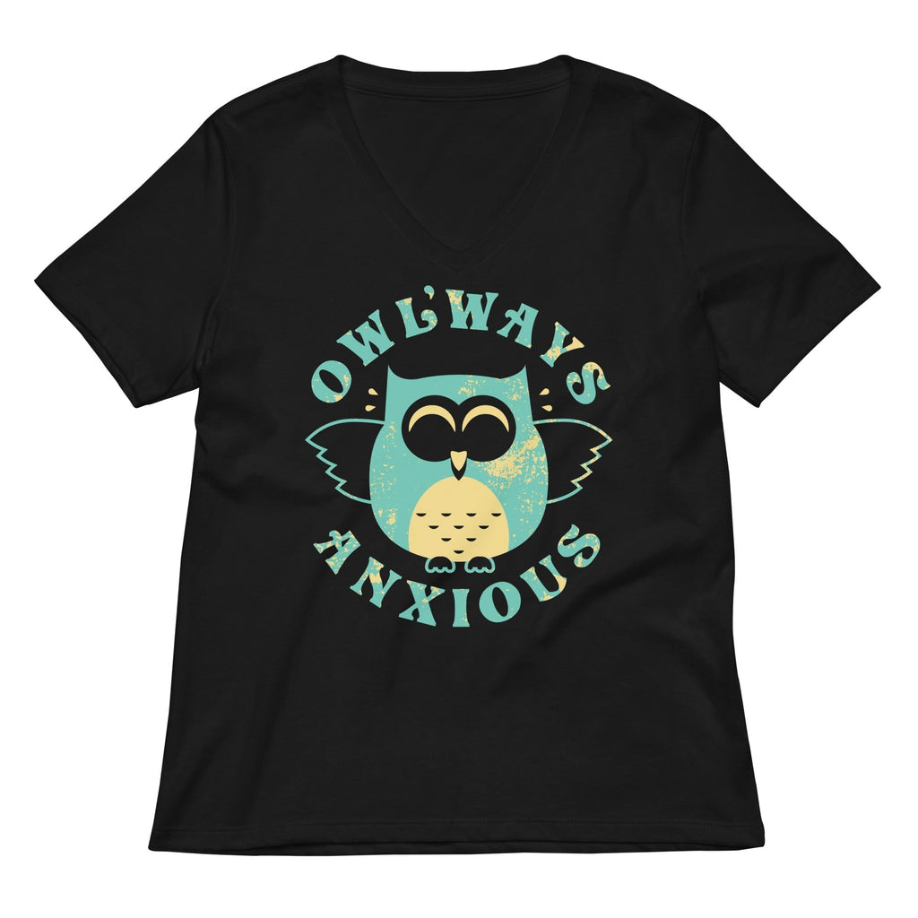 Owlways Anxious Women's V-Neck Tee Hoodie, Sweatshirt | PureTeeCo.com (Image 1)