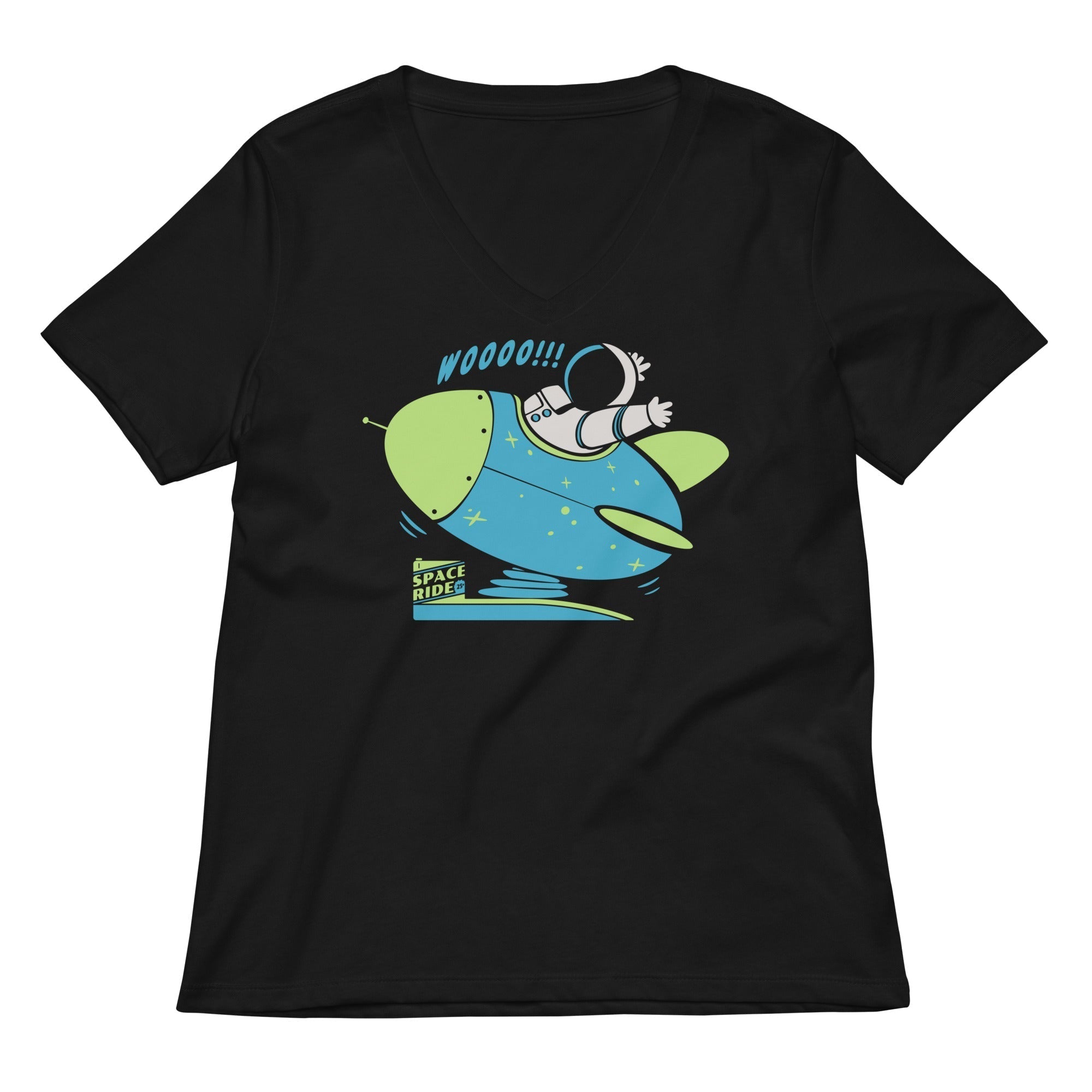 Space Ride Women's V-Neck Tee Hoodie, Sweatshirt | PureTeeCo.com (Image 1)