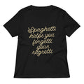 Spaghetti Helps You Forgetti Your Regretti Women's V-Neck Tee Hoodie, Sweatshirt | PureTeeCo.com (Image 1)