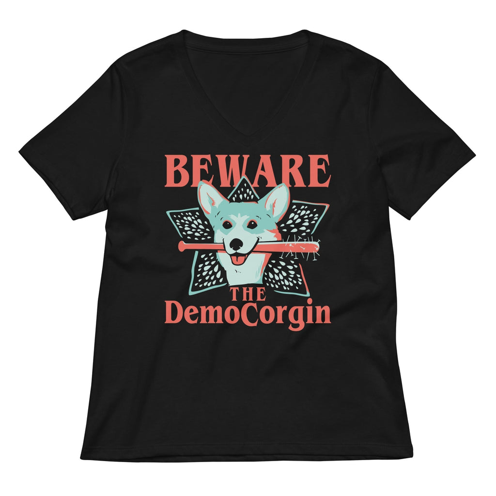 The DemoCorgin Women's V-Neck Tee Hoodie, Sweatshirt | PureTeeCo.com (Image 1)