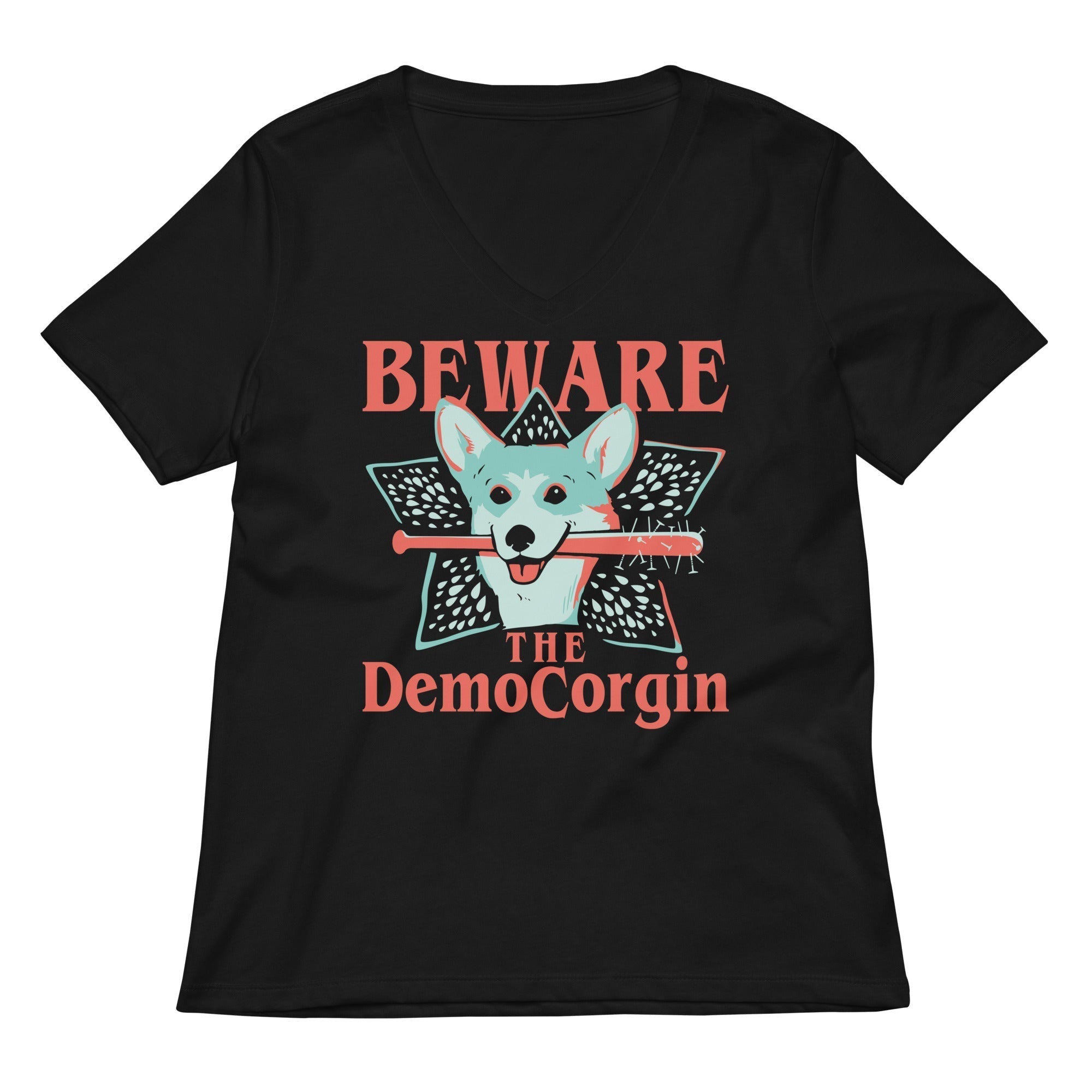 The DemoCorgin Women's V-Neck Tee Hoodie, Sweatshirt | PureTeeCo.com (Image 1)