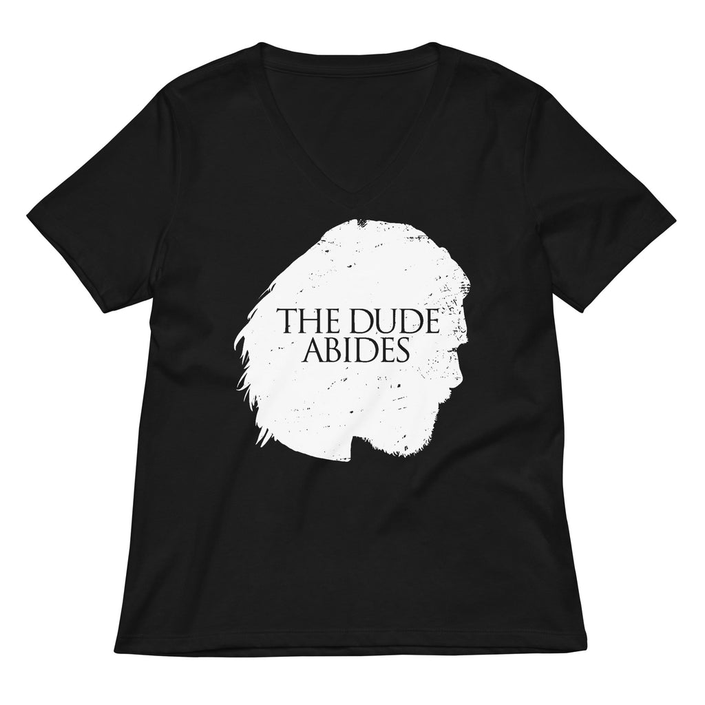 The Dude Abides Women's V-Neck Tee Hoodie, Sweatshirt | PureTeeCo.com (Image 1)