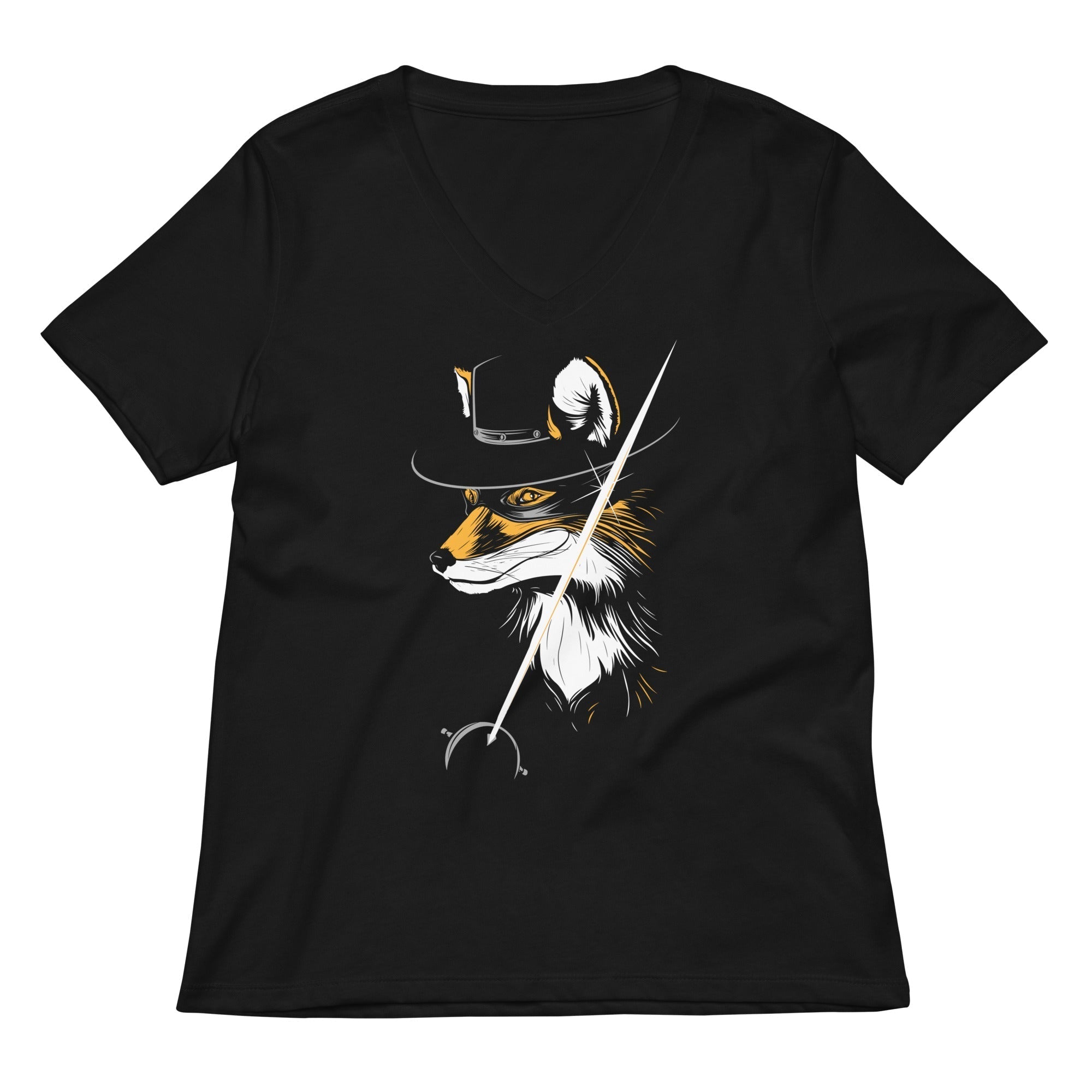 The Fox Women's V-Neck Tee Hoodie, Sweatshirt | PureTeeCo.com (Image 1)