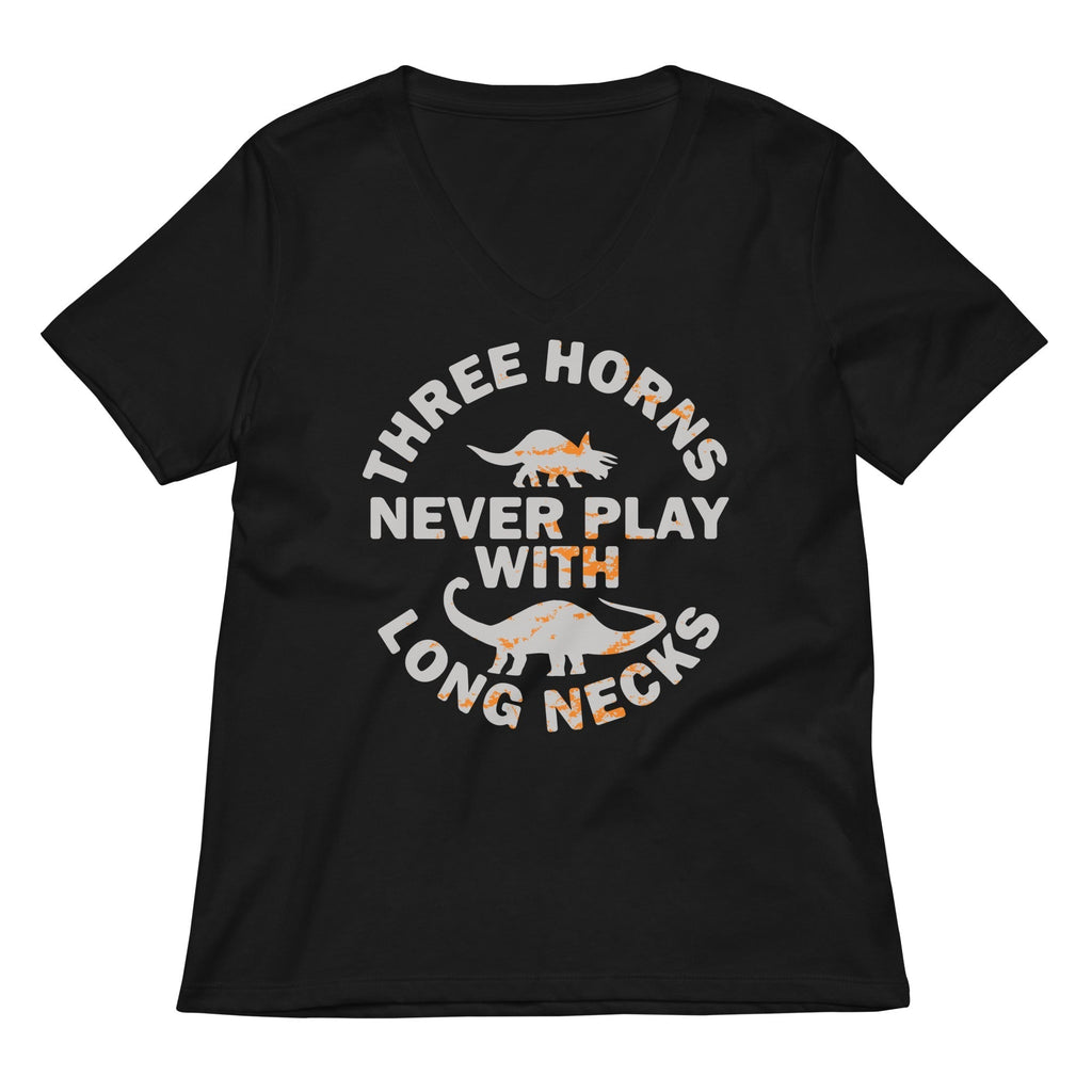 Three Horns Never Play With Long Necks Women's V-Neck Tee Hoodie, Sweatshirt | PureTeeCo.com (Image 1)