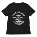 Three Horns Never Play With Long Necks Women's V-Neck Tee Hoodie, Sweatshirt | PureTeeCo.com (Image 1)