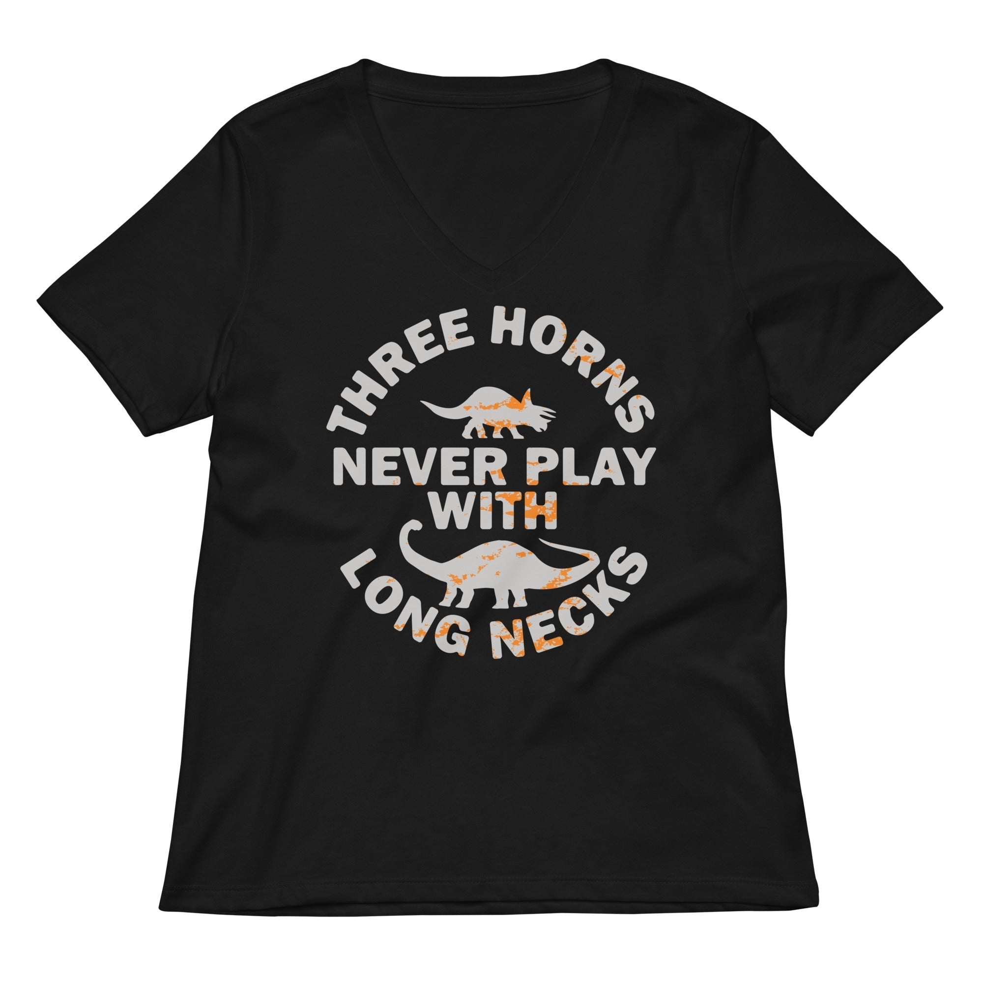 Three Horns Never Play With Long Necks Women's V-Neck Tee Hoodie, Sweatshirt | PureTeeCo.com (Image 1)