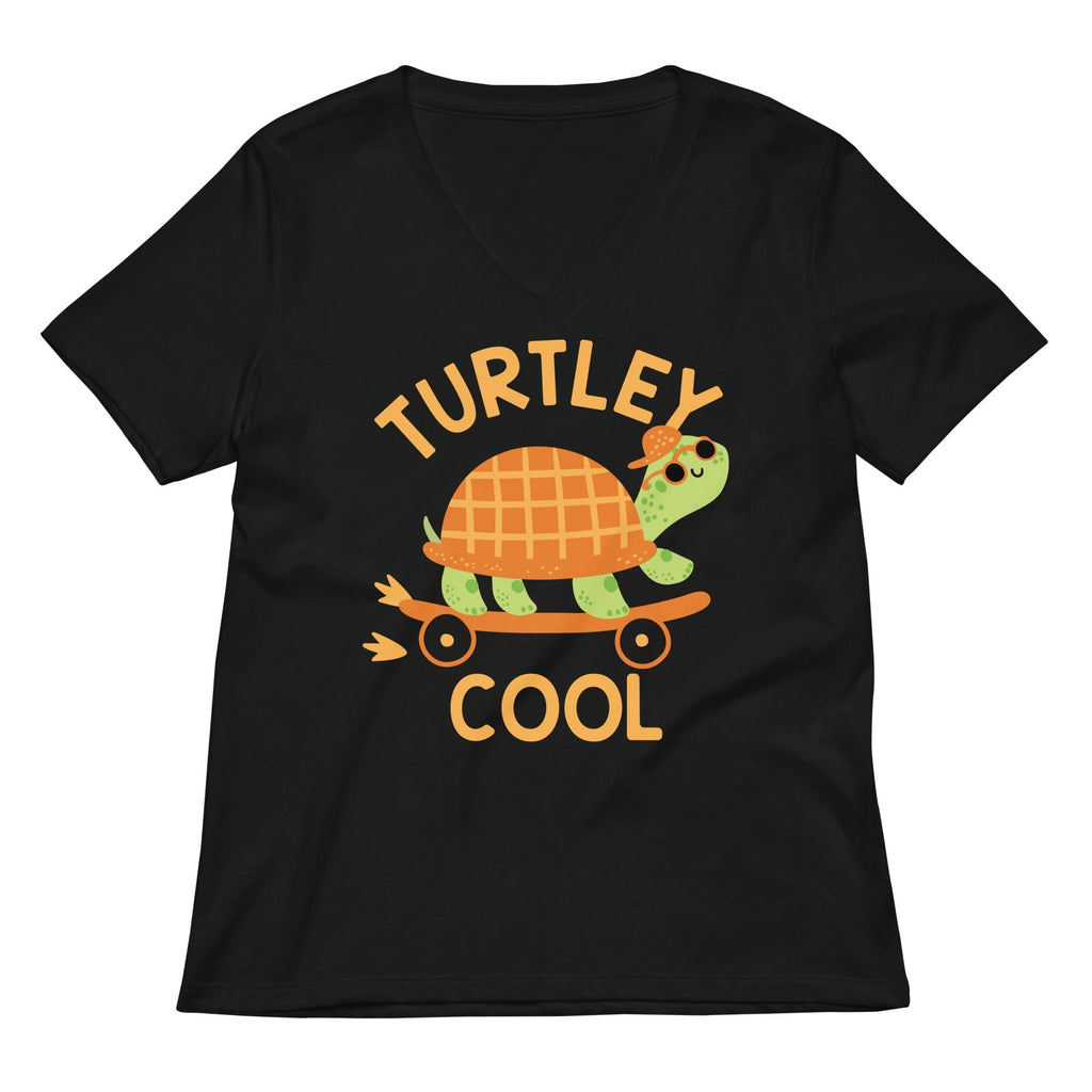 Turtley Cool Women's V-Neck Tee Hoodie, Sweatshirt | PureTeeCo.com (Image 1)