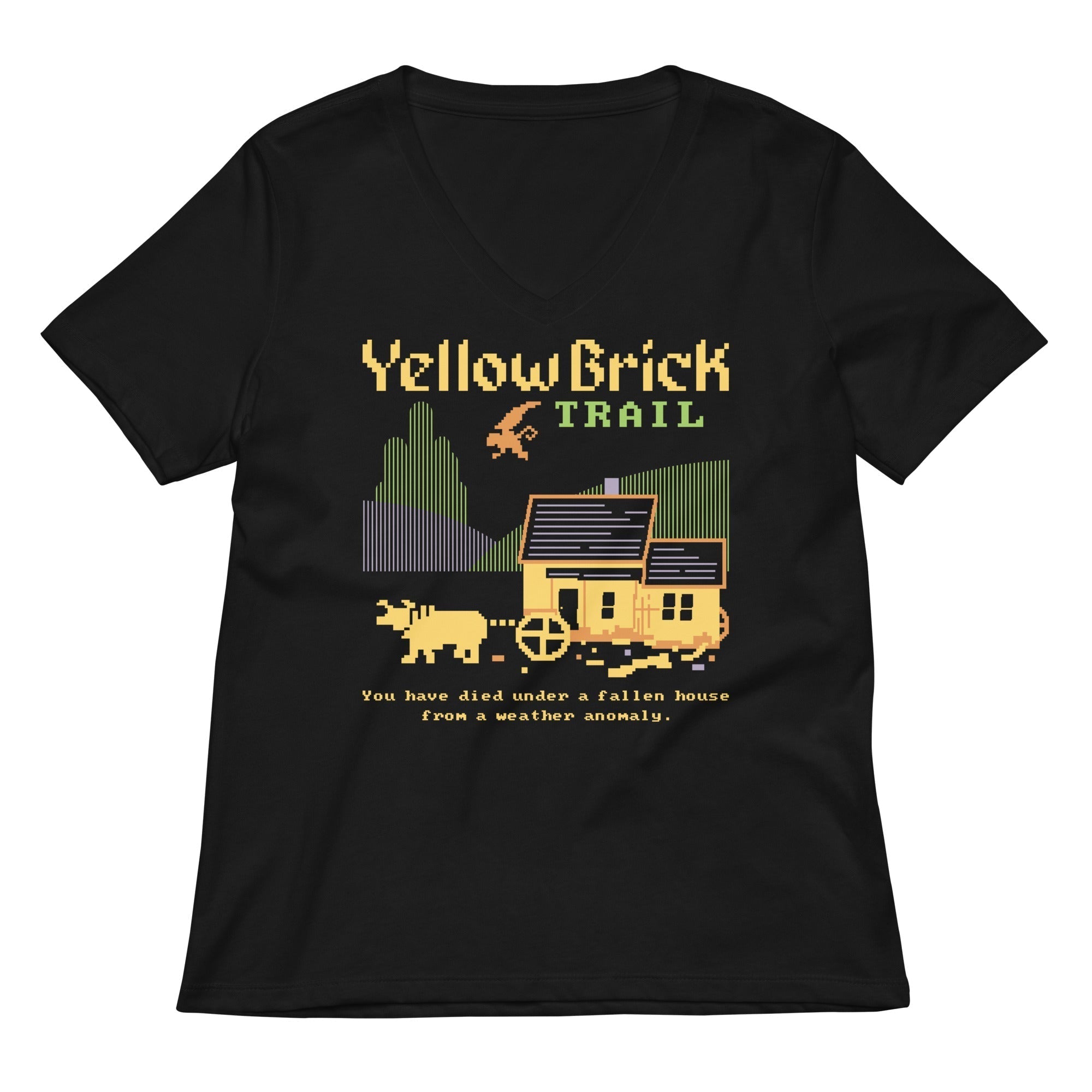 Yellow Brick Trail Women's V-Neck Tee Hoodie, Sweatshirt | PureTeeCo.com (Image 1)