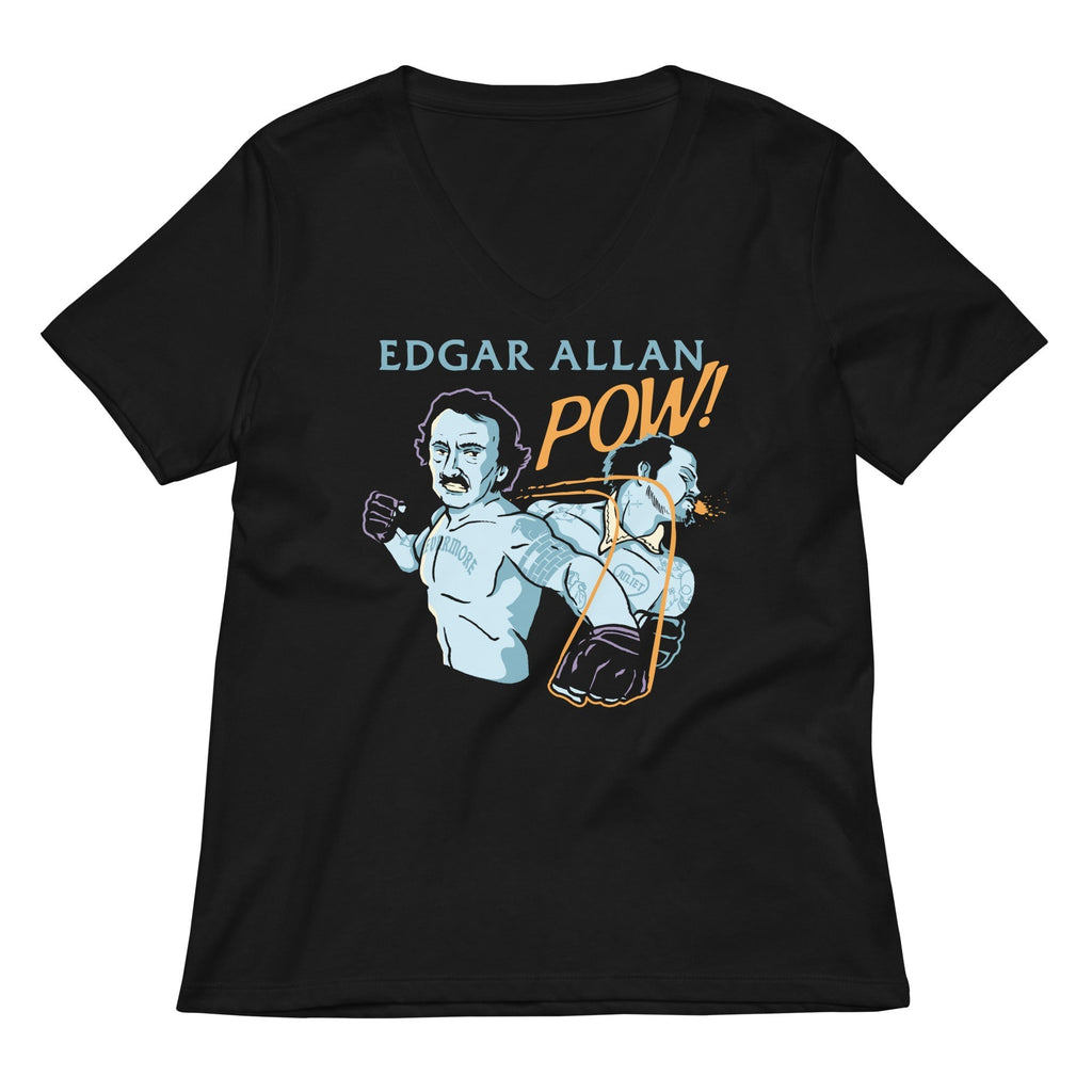 Edgar Allan Pow! Women's V-Neck Tee Hoodie, Sweatshirt | PureTeeCo.com (Image 2)