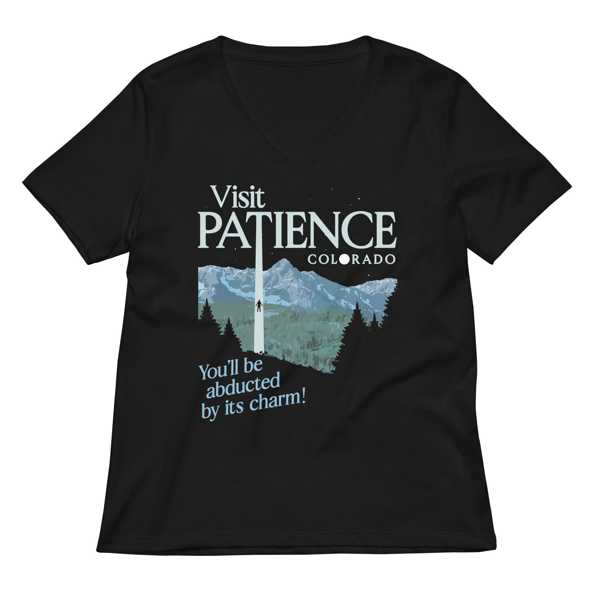 Visit Patience Colorado Women's V-Neck Tee Hoodie, Sweatshirt | PureTeeCo.com (Image 3)