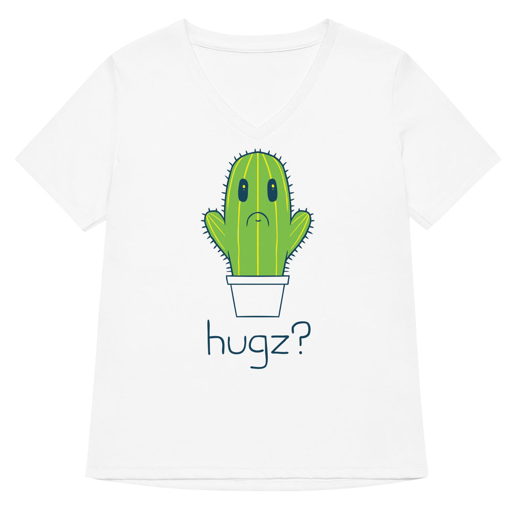 Hugz? Cactus Women's V-Neck Tee Hoodie, Sweatshirt | PureTeeCo.com (Image 1)