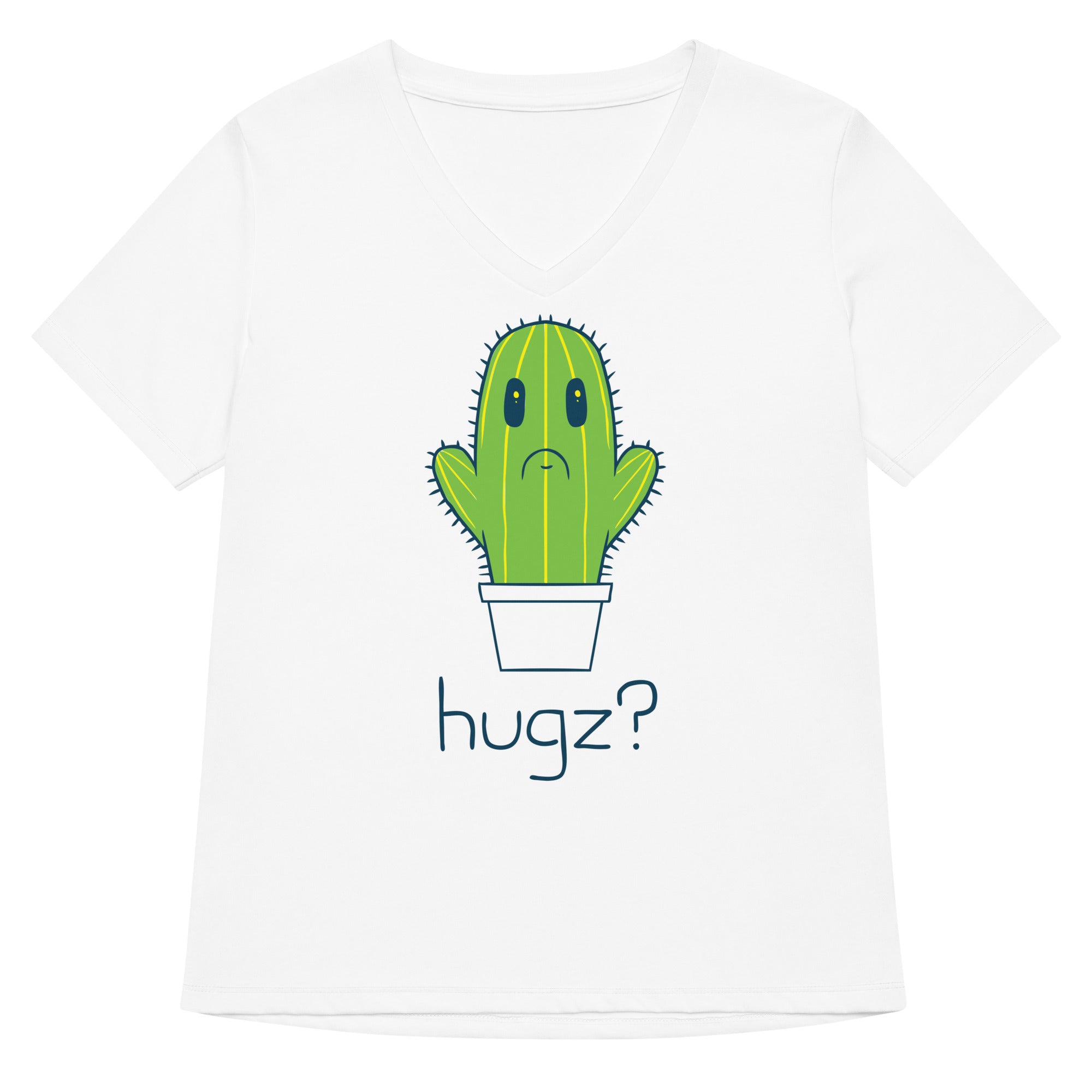 Hugz? Cactus Women's V-Neck Tee Hoodie, Sweatshirt | PureTeeCo.com (Image 1)