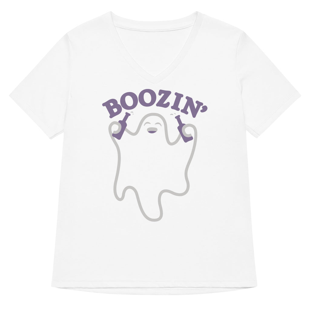 Boozin' Women's V-Neck Tee Hoodie, Sweatshirt | PureTeeCo.com (Image 4)