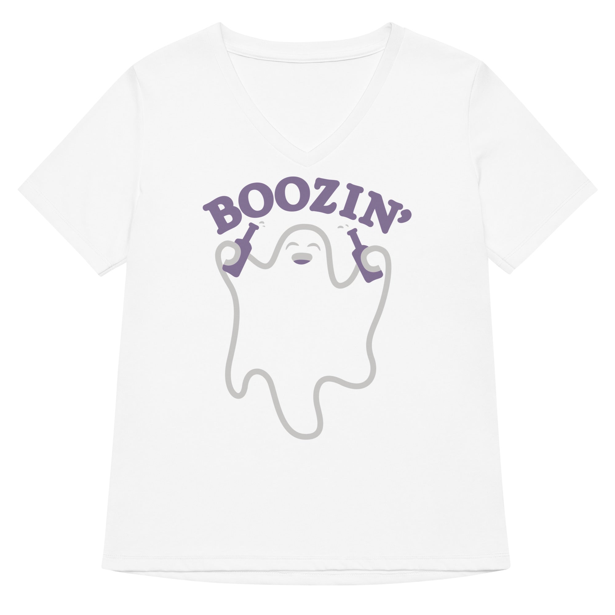 Boozin' Women's V-Neck Tee Hoodie, Sweatshirt | PureTeeCo.com (Image 4)