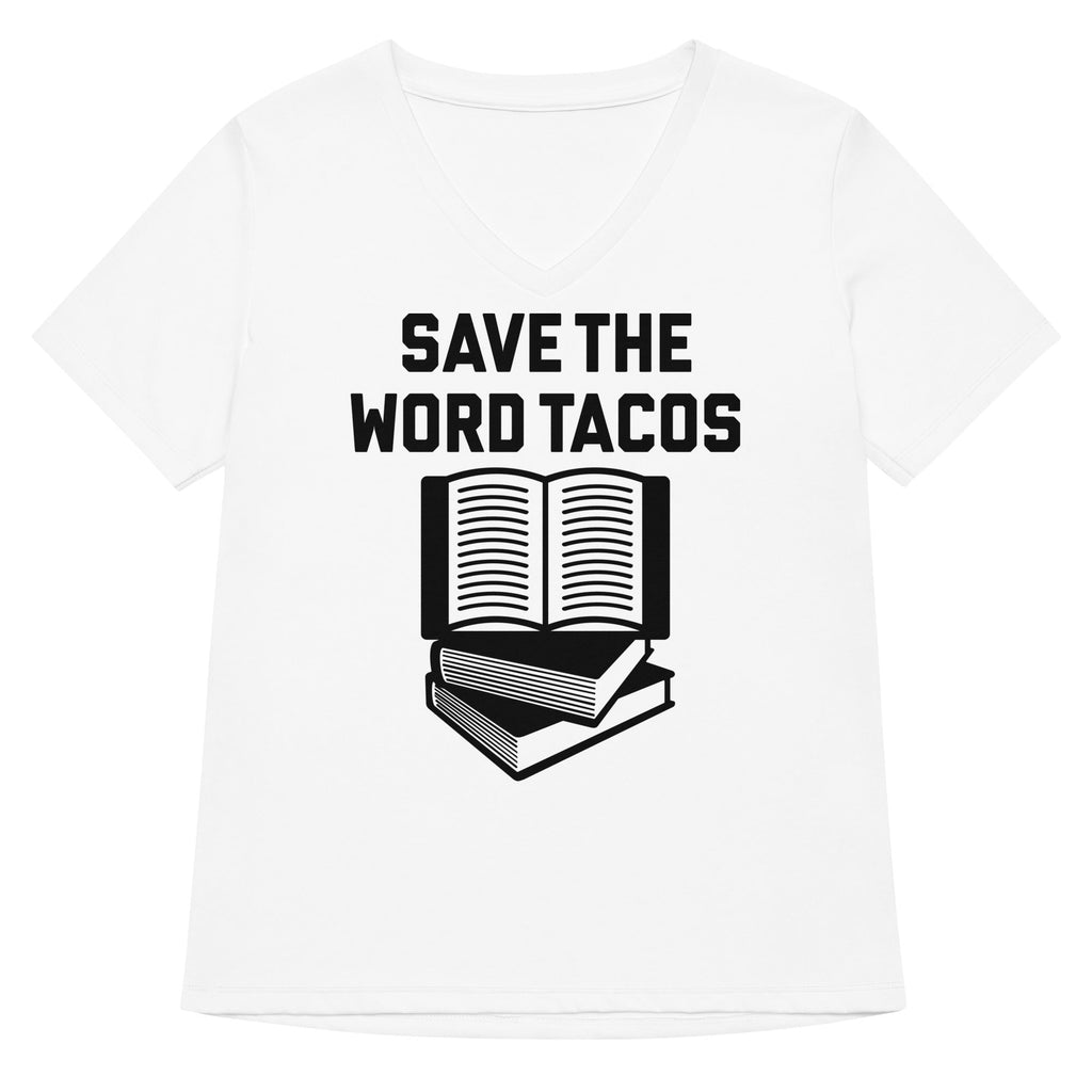 Save The Word Tacos Women's V-Neck Tee Hoodie, Sweatshirt | PureTeeCo.com (Image 1)