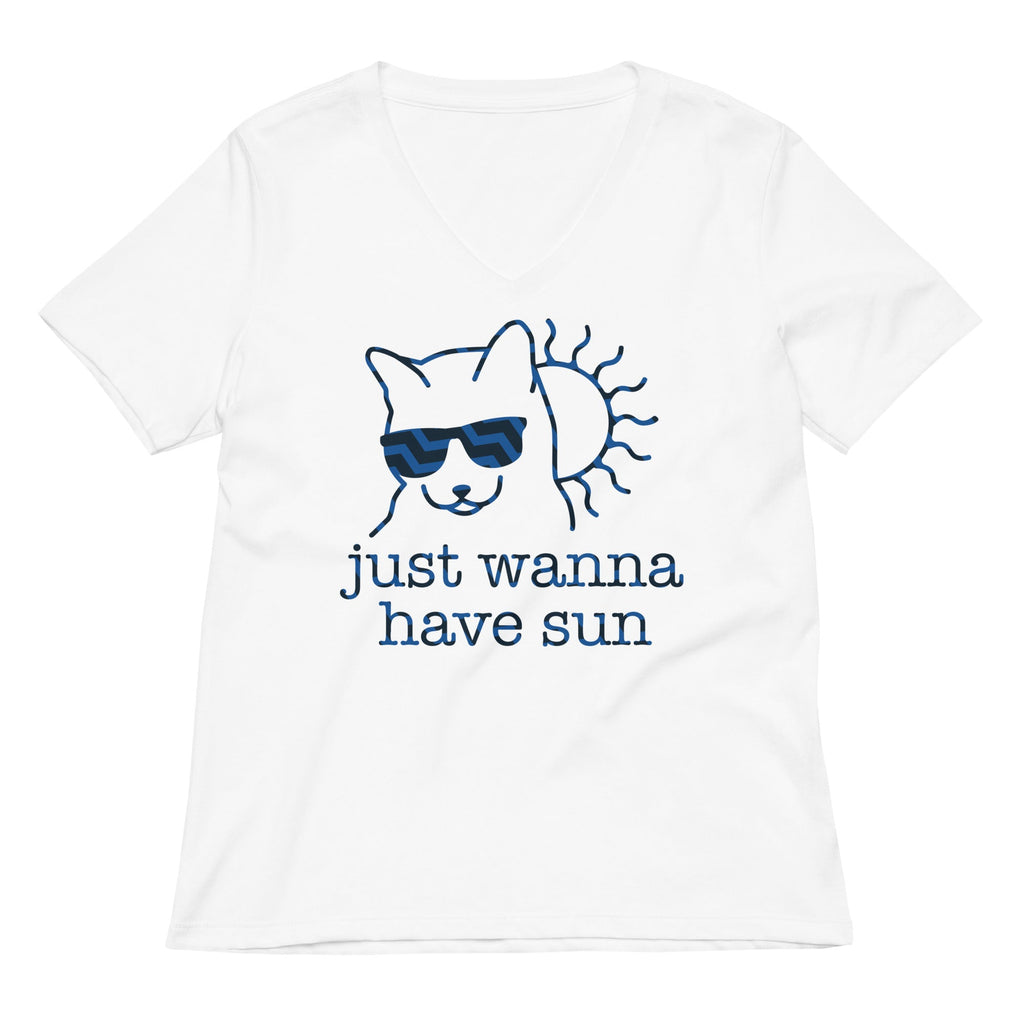 Just Wanna Have Sun Women's V-Neck Tee Hoodie, Sweatshirt | PureTeeCo.com (Image 2)