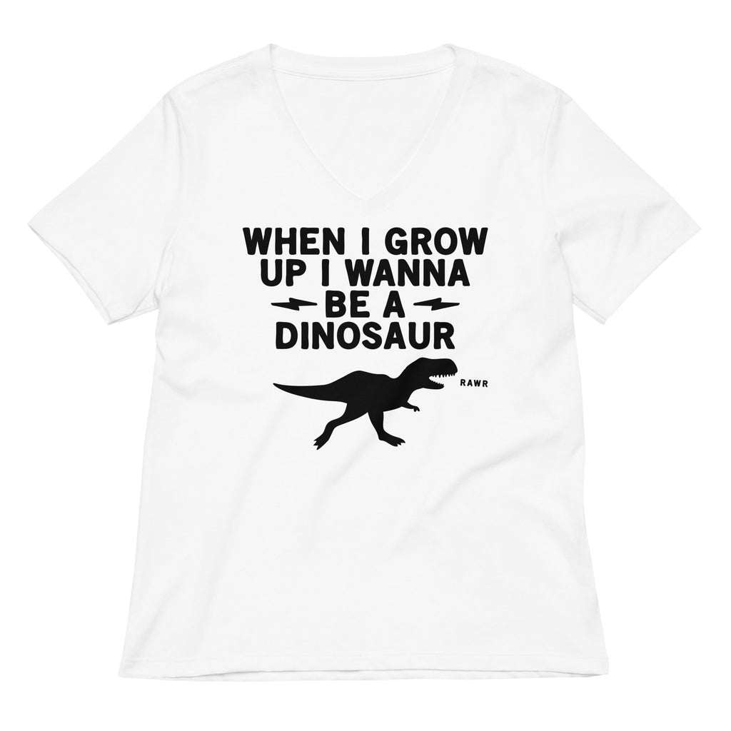 When I Grow Up I Wanna Be A Dinosaur Women's V-Neck Tee Hoodie, Sweatshirt | PureTeeCo.com (Image 3)