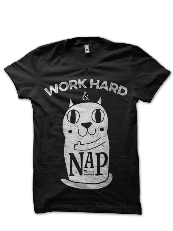 Work Hard And Nap Black T-Shirt Hoodie, Sweatshirt | PureTeeCo.com