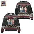 YEP Cartoon Graphics Snowflake Pattern Ugly Christmas Sweater Black
