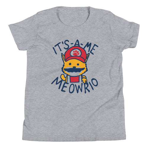 It's-a-me Meowrio Kid's Youth Tee Hoodie, Sweatshirt | PureTeeCo.com (Image 1)