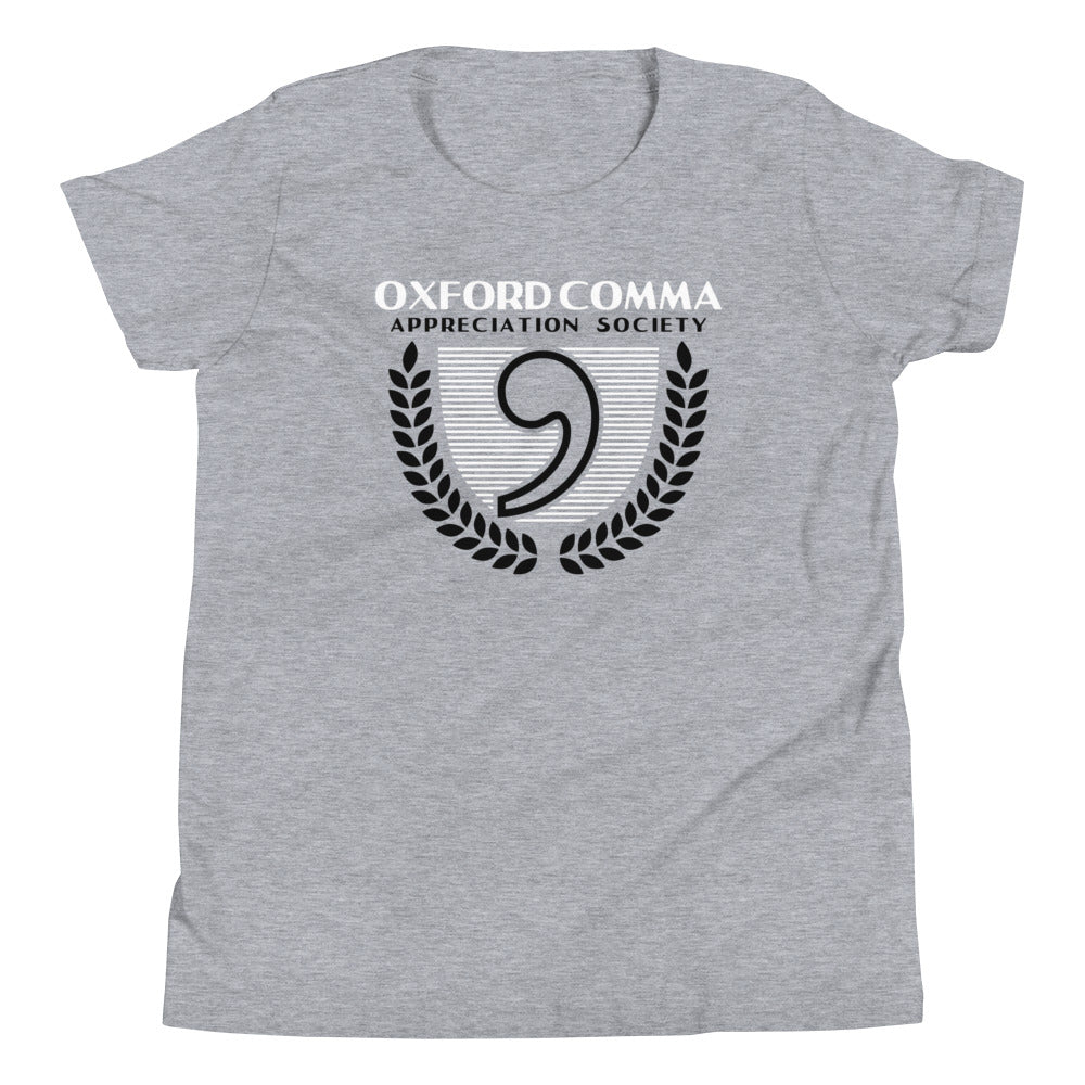 Oxford Comma Appreciation Society Kid's Youth Tee Hoodie, Sweatshirt | PureTeeCo.com (Image 1)