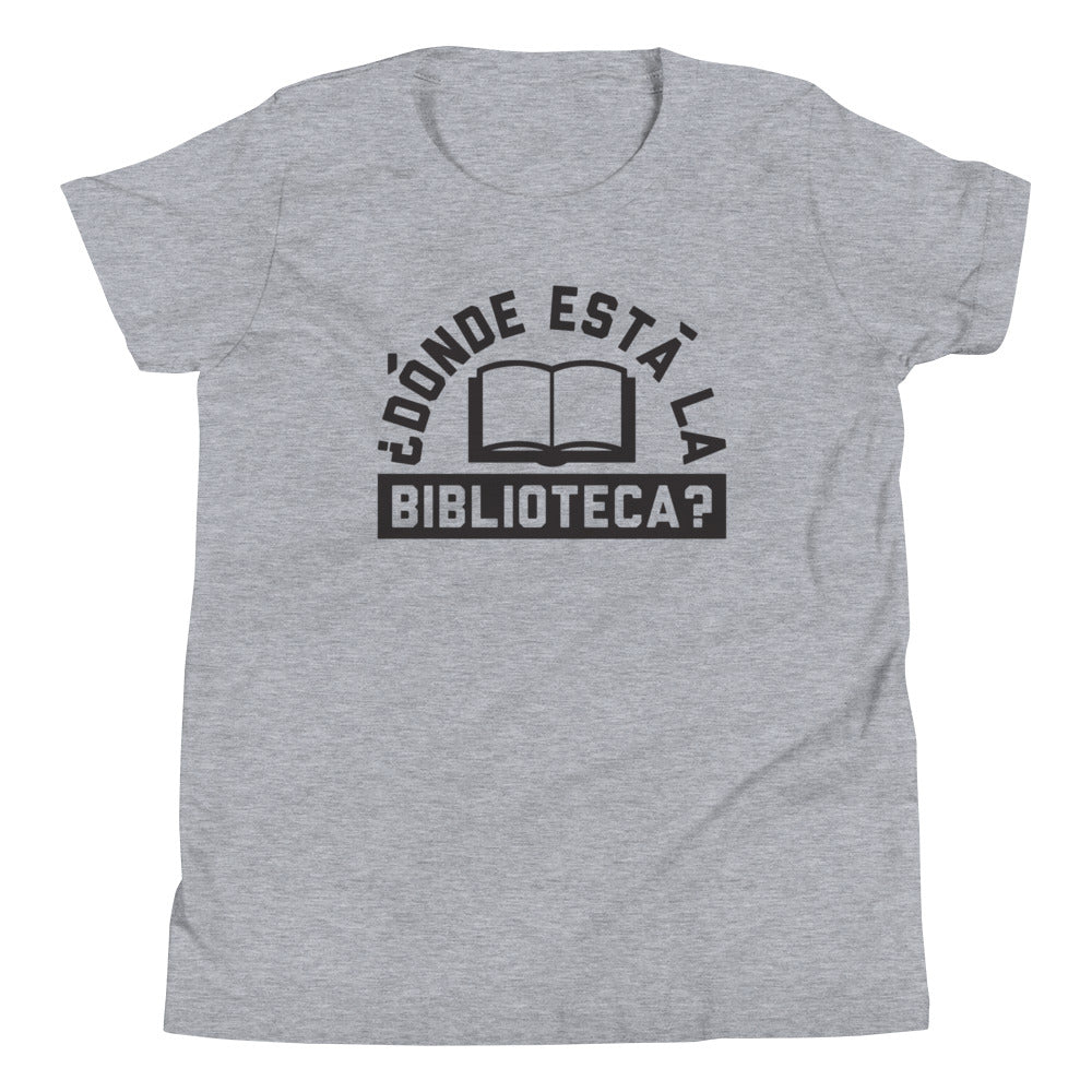 Donde Esta La Biblioteca? Kid's Youth Tee Hoodie, Sweatshirt | PureTeeCo.com (Image 4)