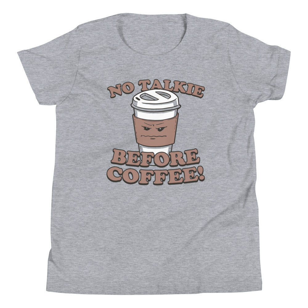 No Talkie Before Coffee! Kid's Youth Tee Hoodie, Sweatshirt | PureTeeCo.com (Image 1)